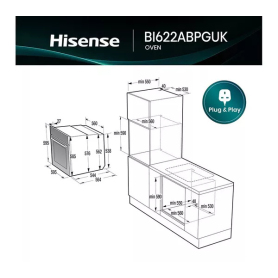 Hisense BI622ABPGUK  Built In Electric Single Steam, Plug & Play Oven - Jet Black - 2