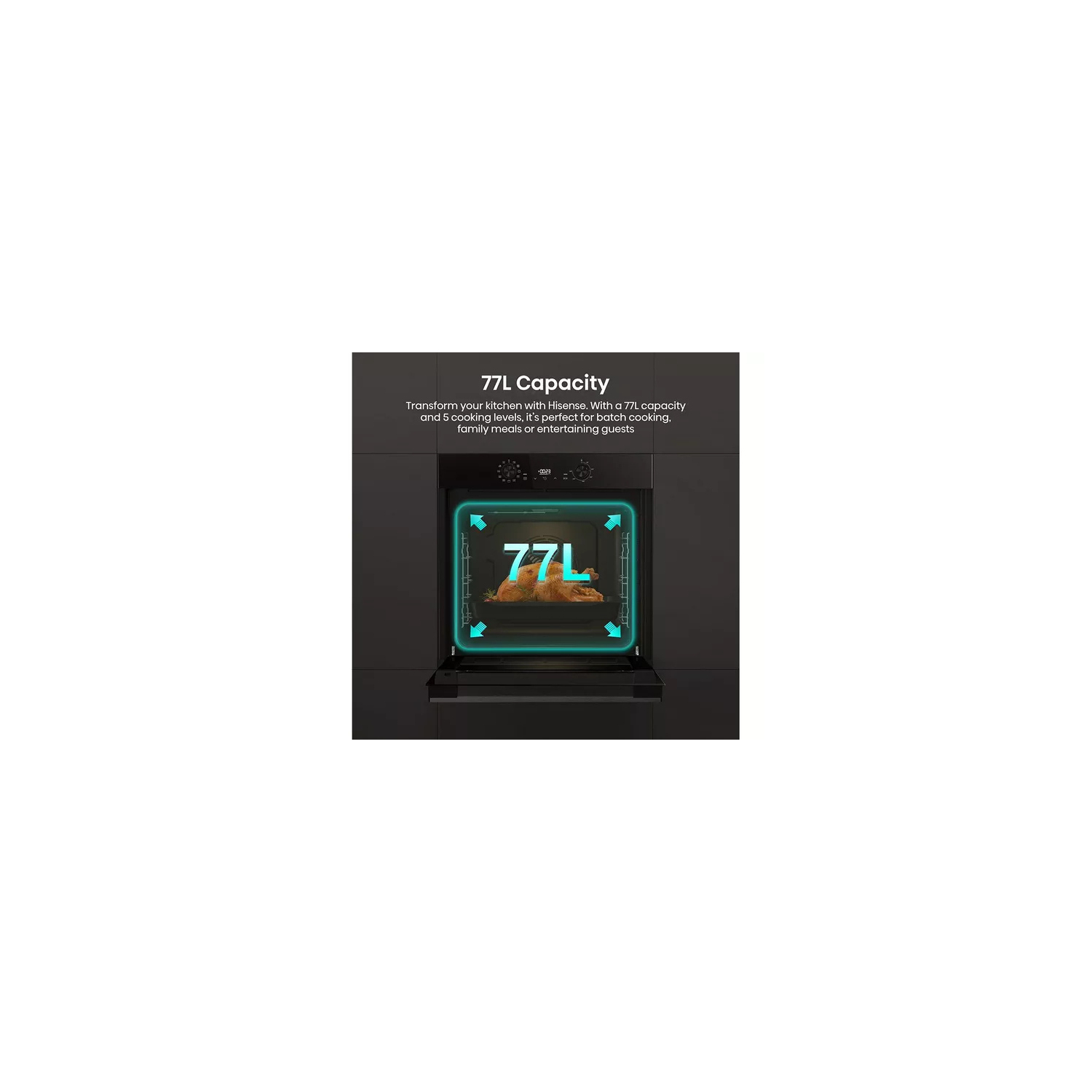 Hisense BI622ABPGUK  Built In Electric Single Steam, Plug & Play Oven - Jet Black full image