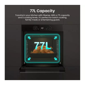 Hisense BI622ABPGUK  Built In Electric Single Steam, Plug & Play Oven - Jet Black - 7