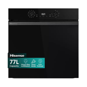 Hisense BI622ABPGUK  Built In Electric Single Steam, Plug & Play Oven - Jet Black