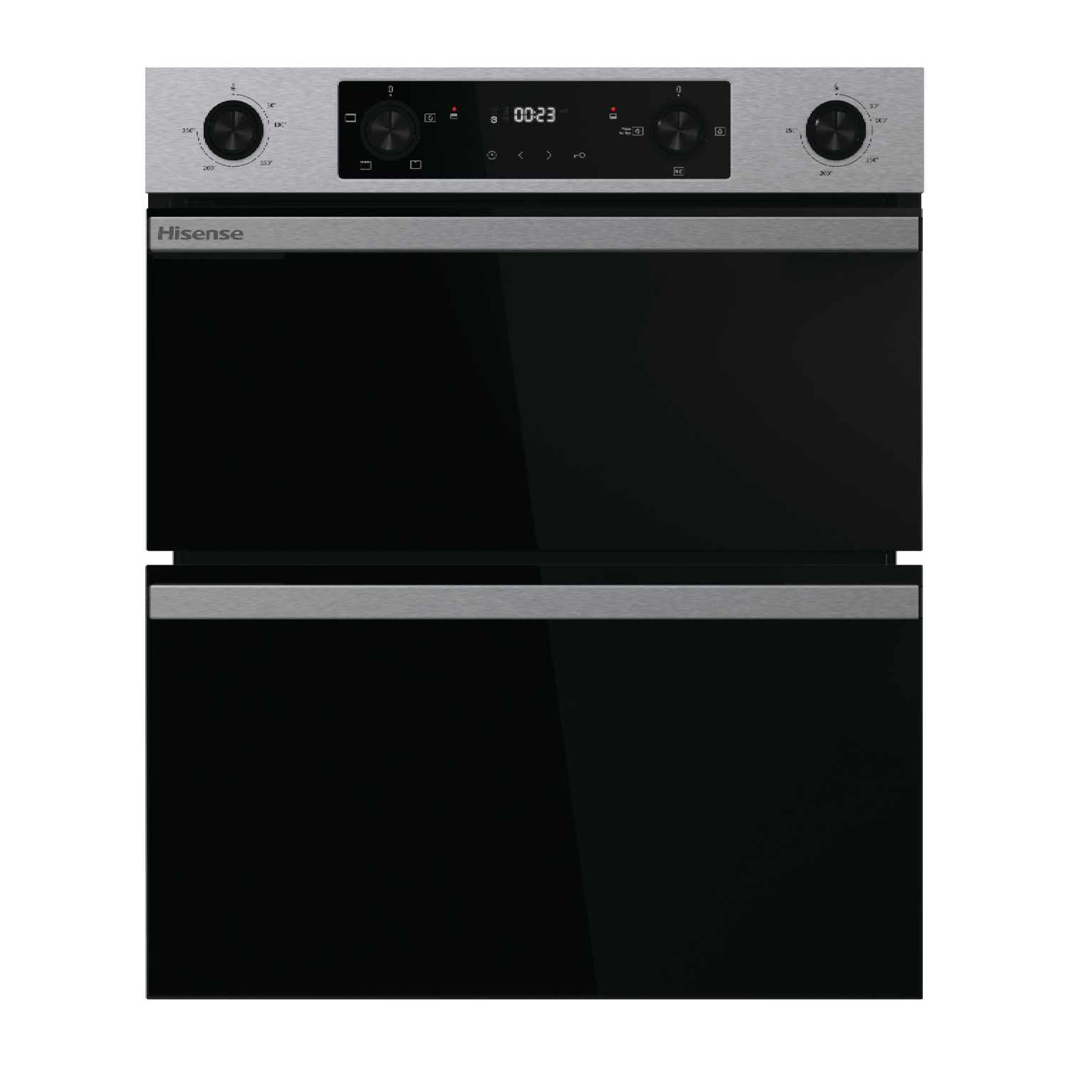 Hisense BUD714221CX 59.4cm Built Under Electric Double Oven - Black & Stainless Steel full image