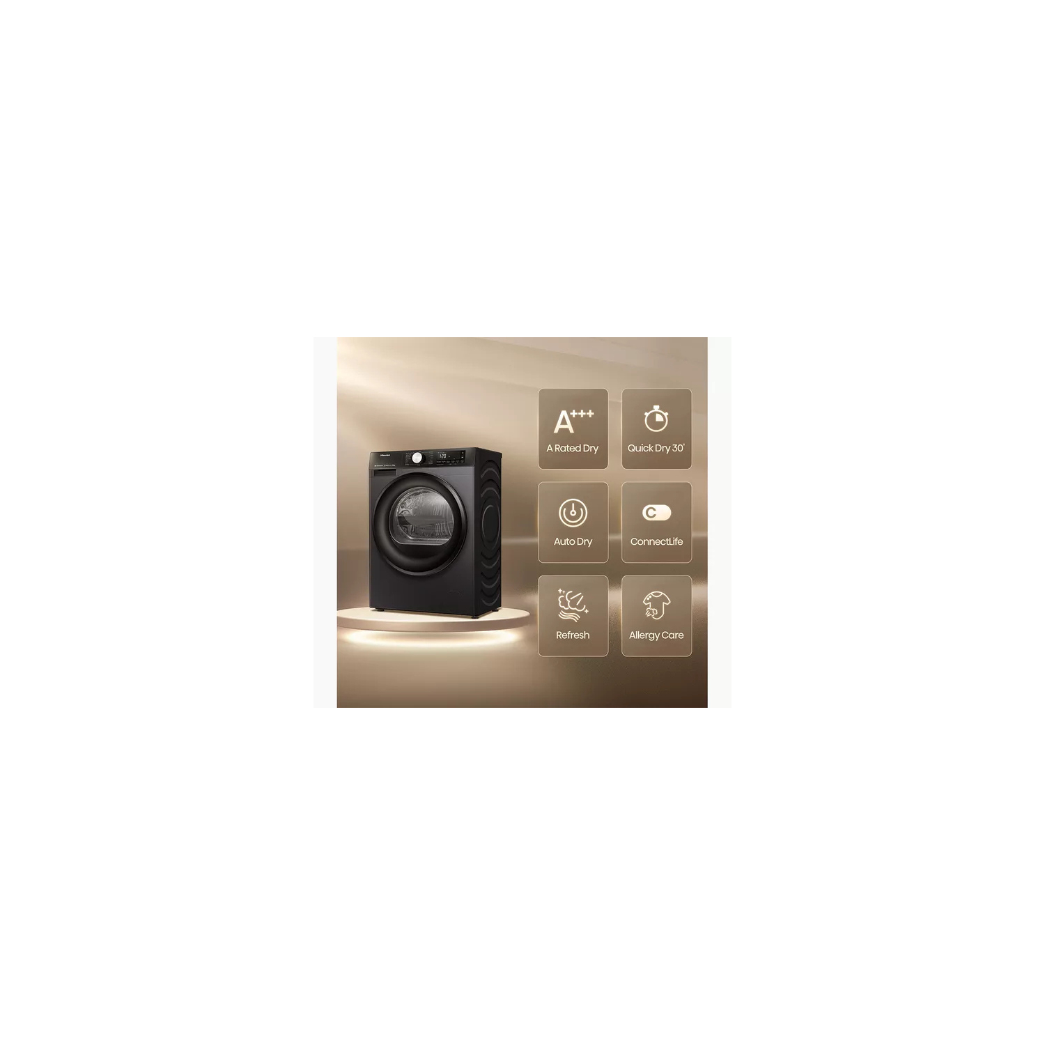 Hisense 3S Series DH3S802BB3 WiFi-enabled 8kg Heat Pump Tumble Dryer - Black full image