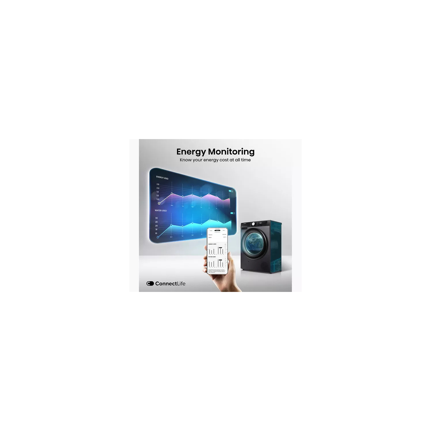 Hisense 3S Series DH3S802BB3 WiFi-enabled 8kg Heat Pump Tumble Dryer - Black full image