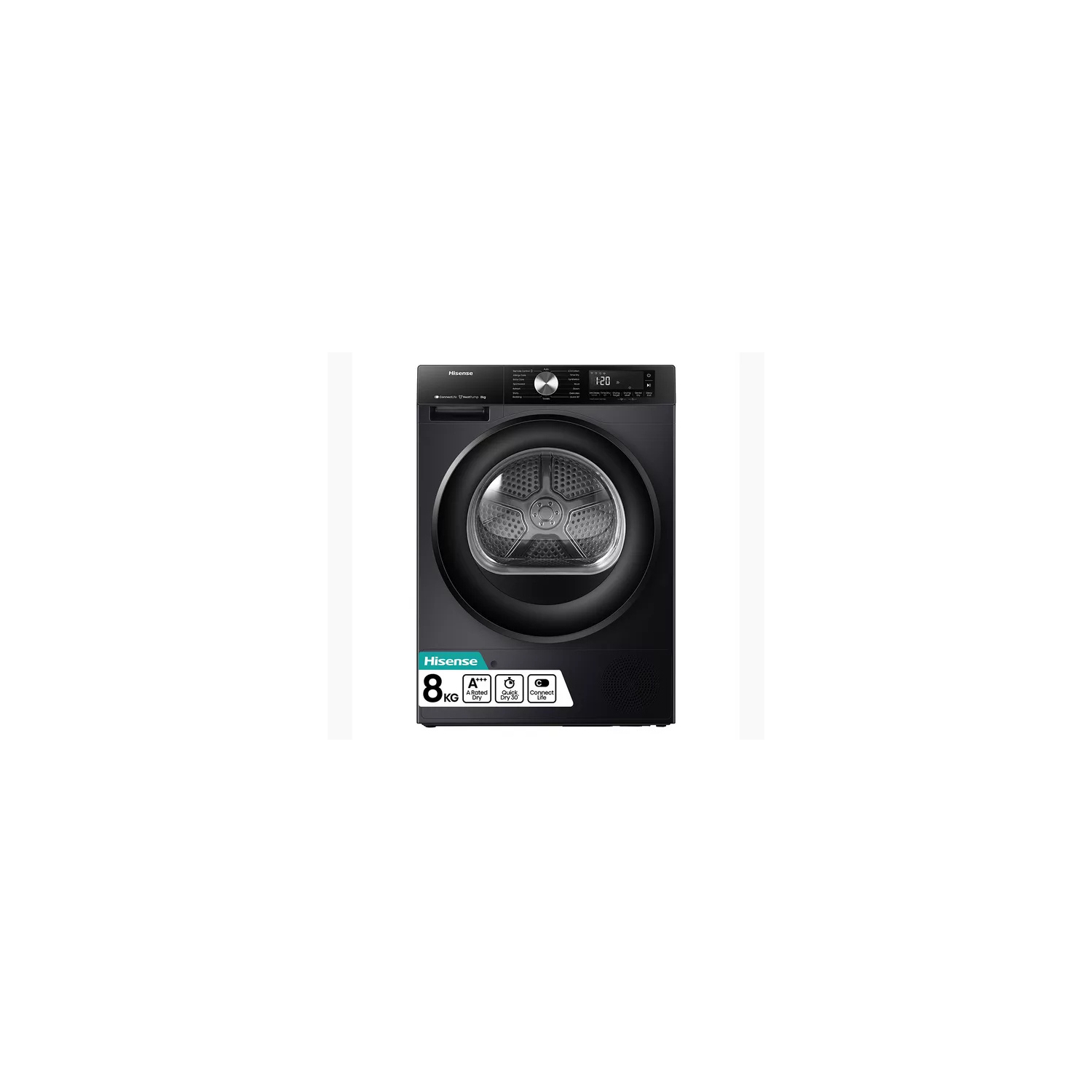 Hisense 3S Series DH3S802BB3 WiFi-enabled 8kg Heat Pump Tumble Dryer - Black full image