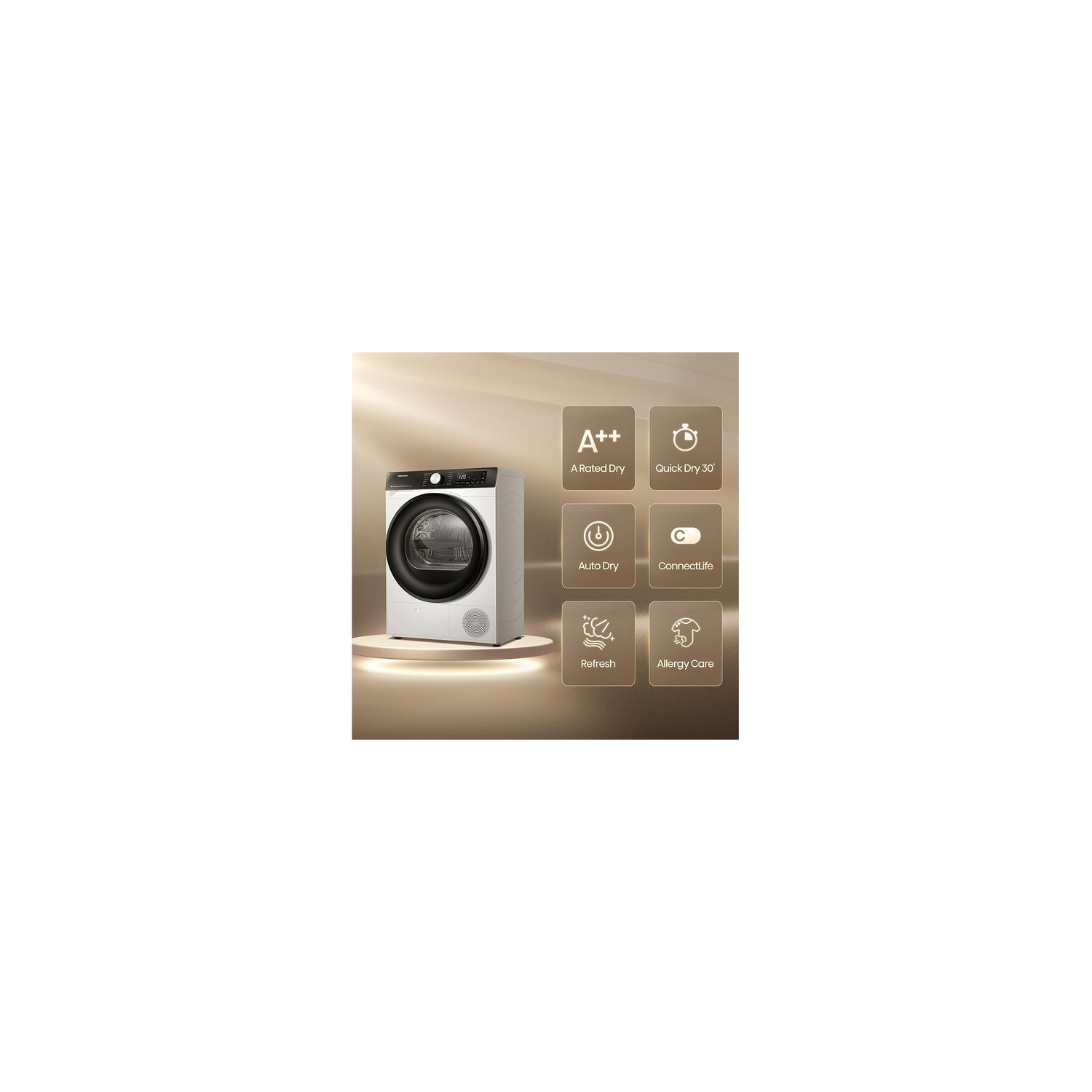 Hisense 3S Series DH3S802BW3 WiFi-enabled 8kg Heat Pump Tumble Dryer - White full image