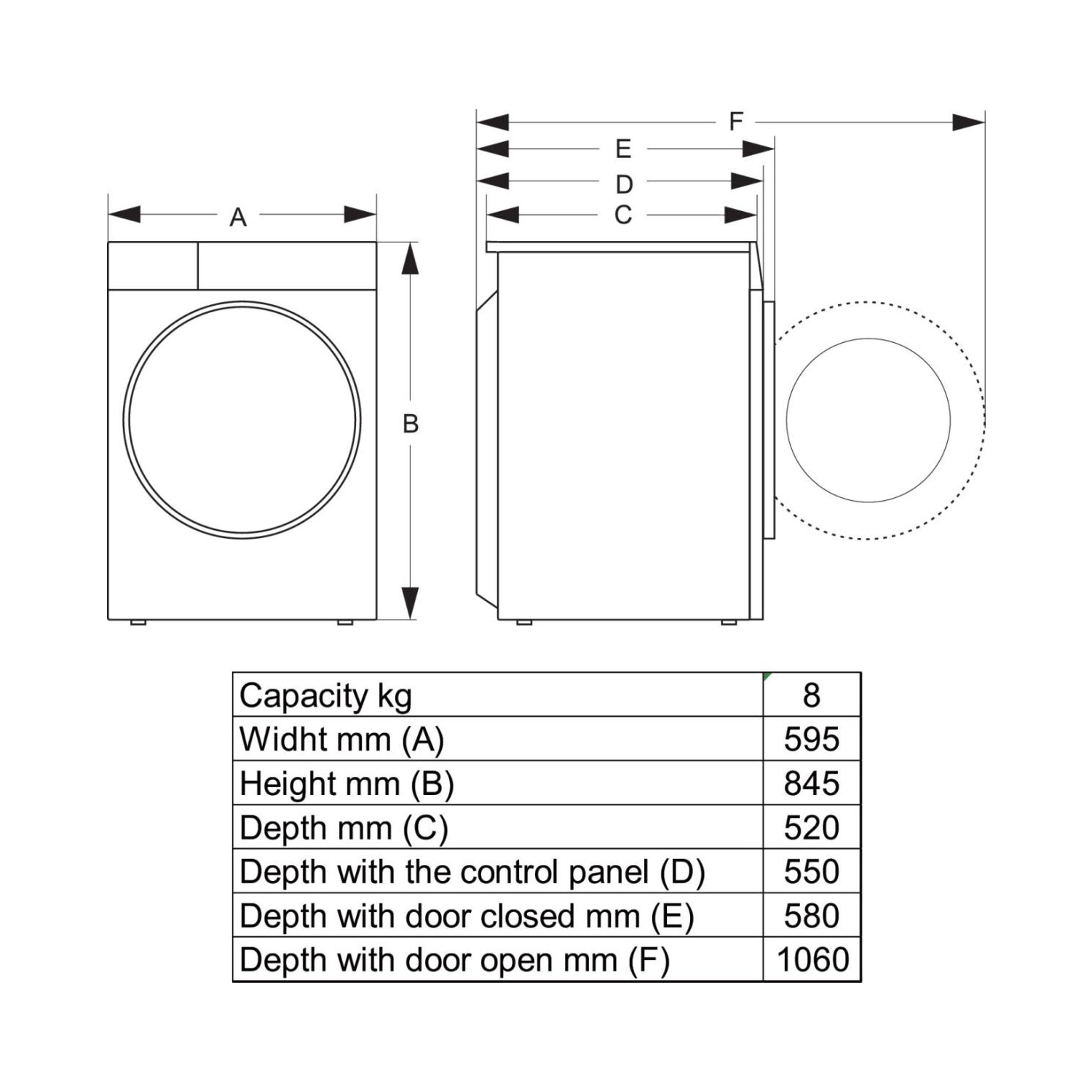 Hisense 3S Series DH3S802BW3 WiFi-enabled 8kg Heat Pump Tumble Dryer - White full image