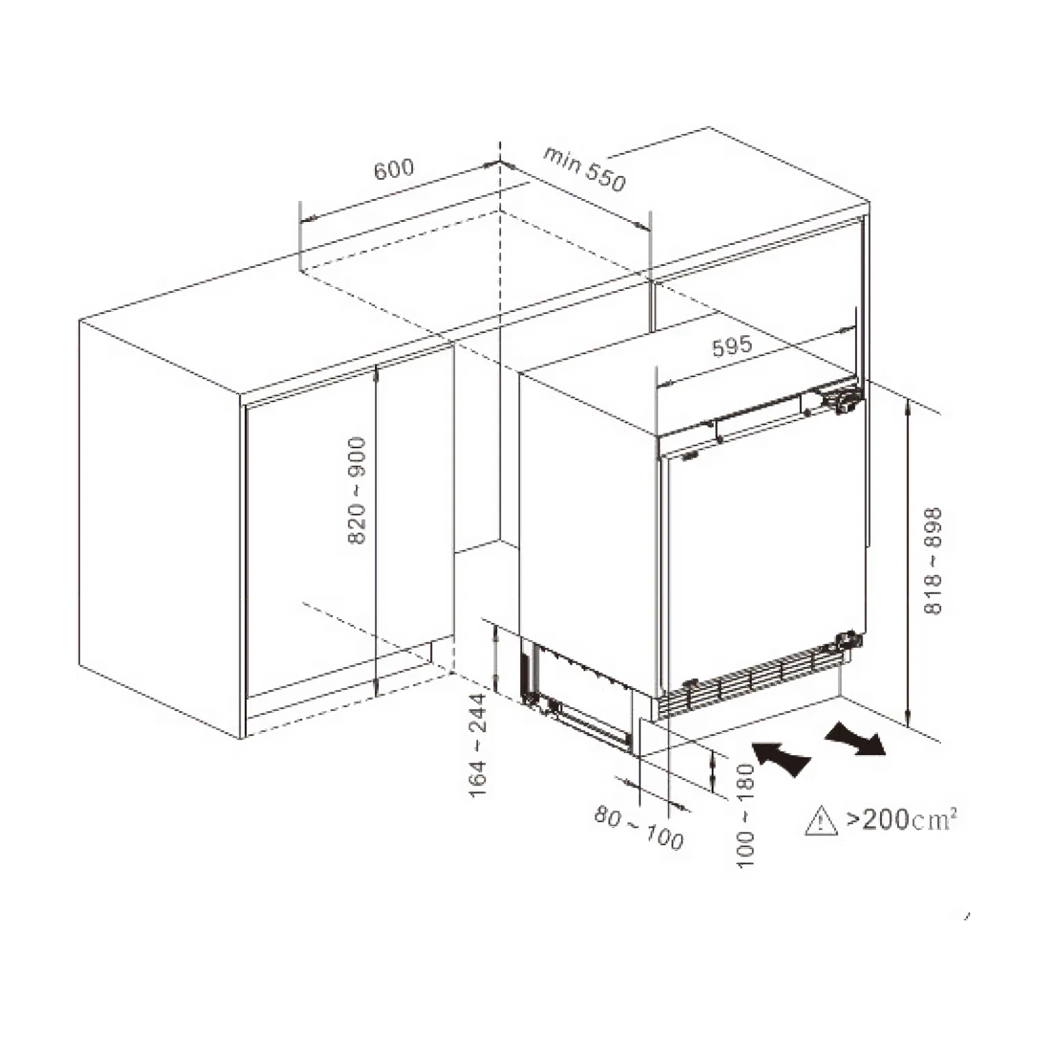 Hisense FUV124D4AWE Integrated Under Counter Freezer with Fixed Door Fixing Kit full image