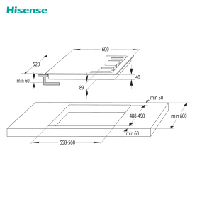 Hisense GM642XHS 60cm Gas Hob - Stainless Steel - 4