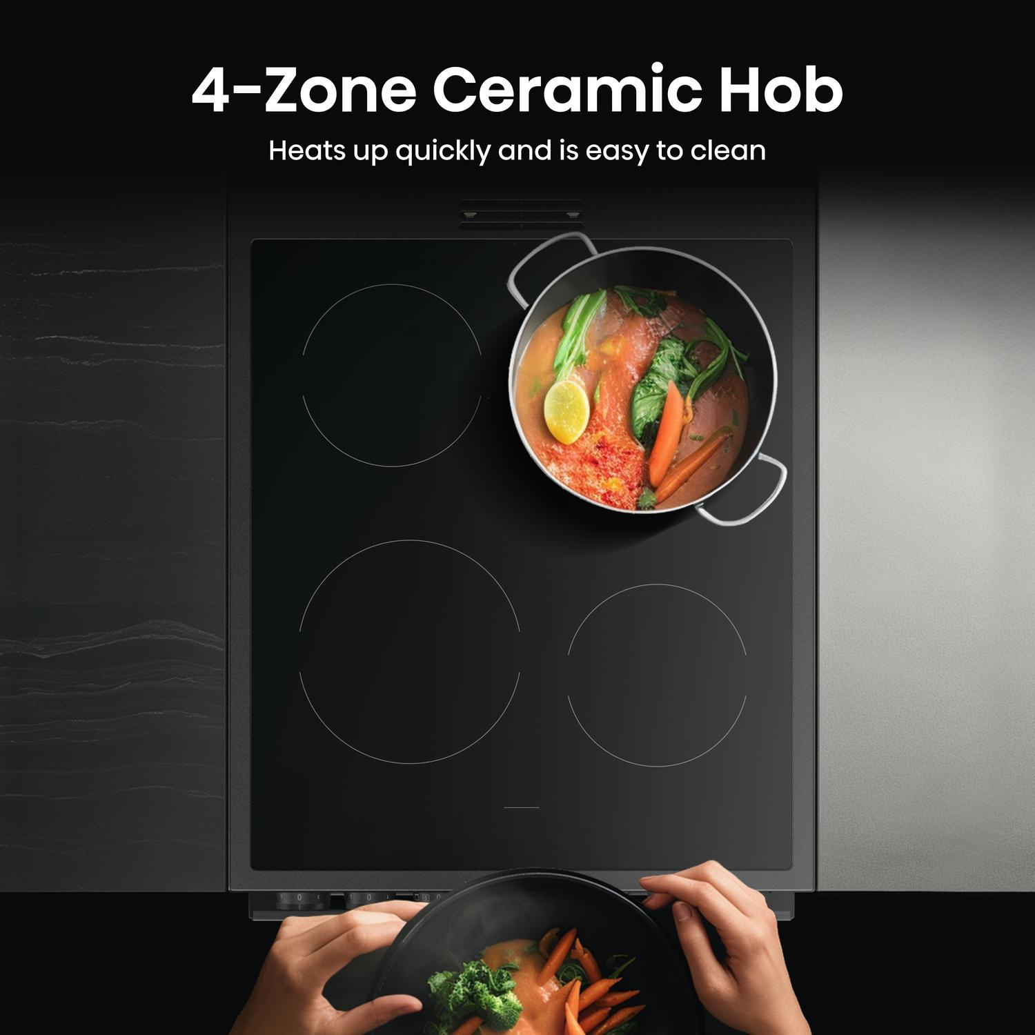 Hisense HDCEC5C10B 50cm Double Oven Electric Cooker with Ceramic Hob - Black full image