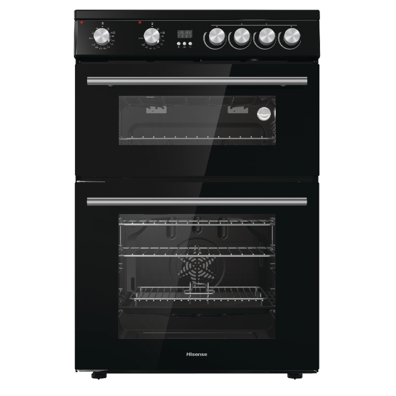 Hisense HDE3211BBUK 60cm Double Oven Electric Cooker with Ceramic Hob - Black full image