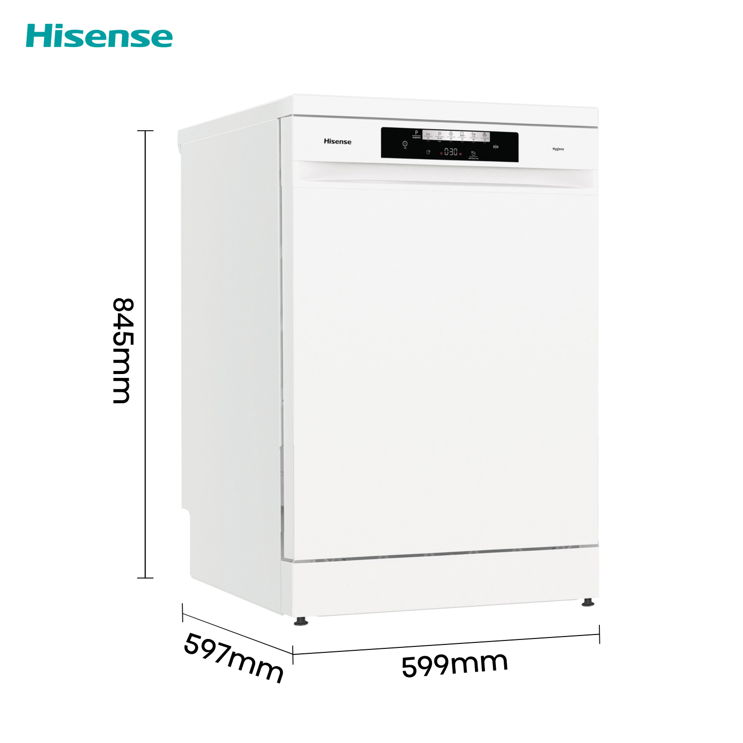 Hisense HS642D90WUK Full-Size Dishwasher - White - 14 Place Settings full image