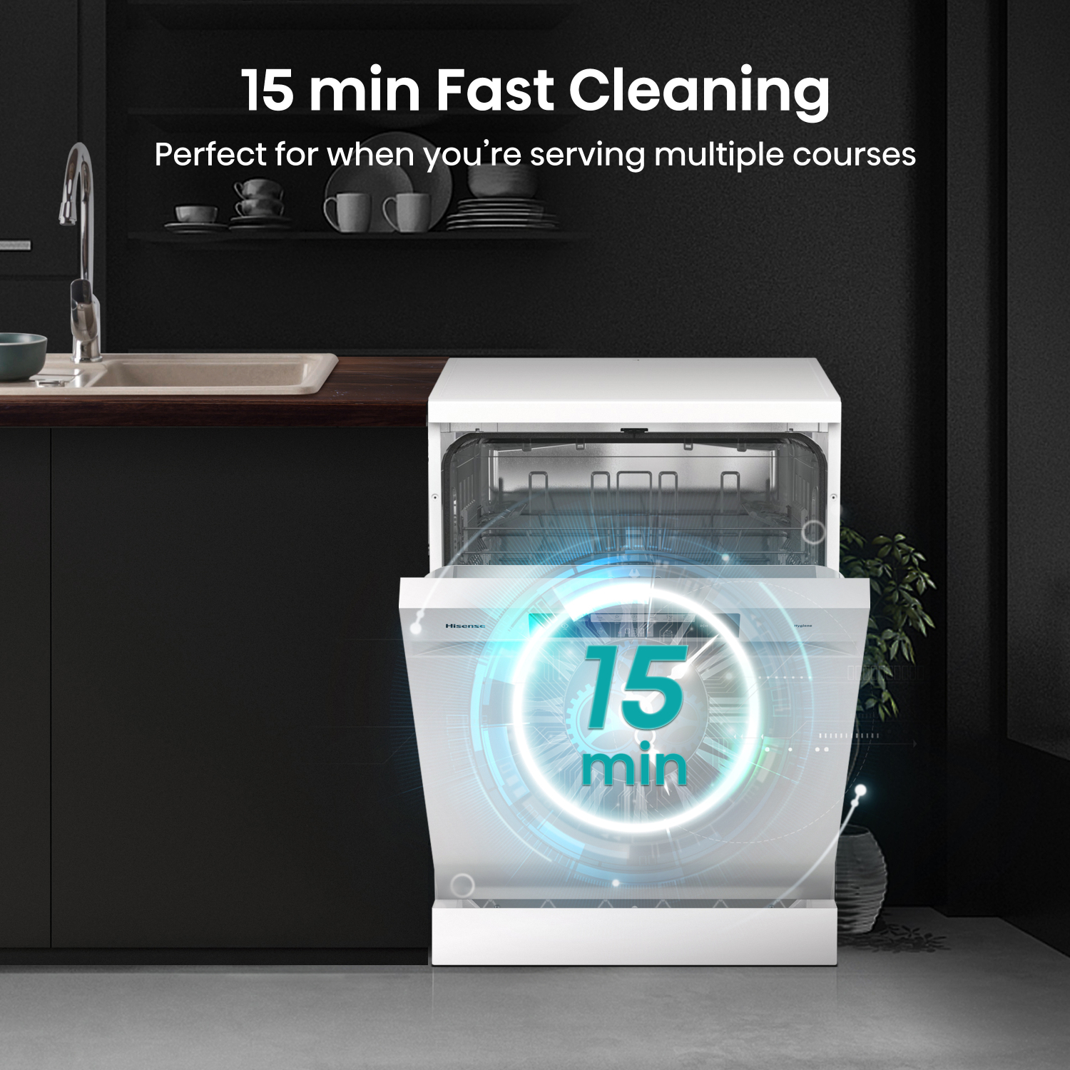 Hisense HS642D90WUK Full-Size Dishwasher - White - 14 Place Settings full image