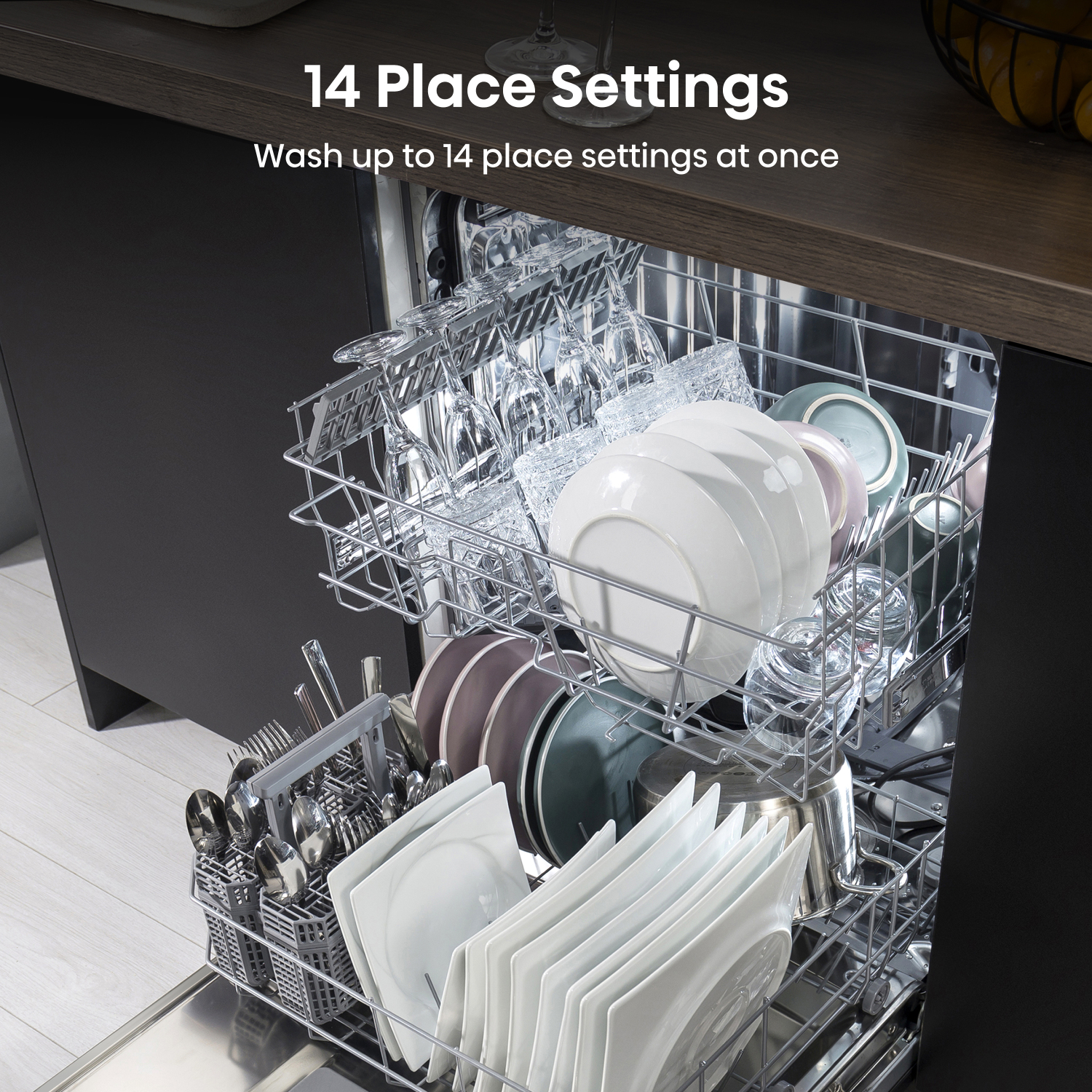 Hisense HS642D90XUK Dishwasher - Stainless Steel - 14 Place Settings full image