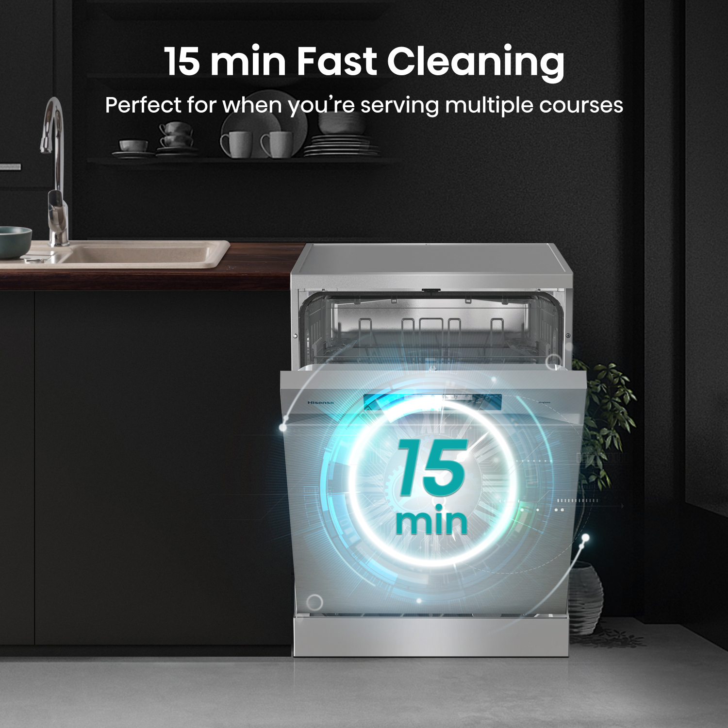 Hisense HS642D90XUK Dishwasher - Stainless Steel - 14 Place Settings full image