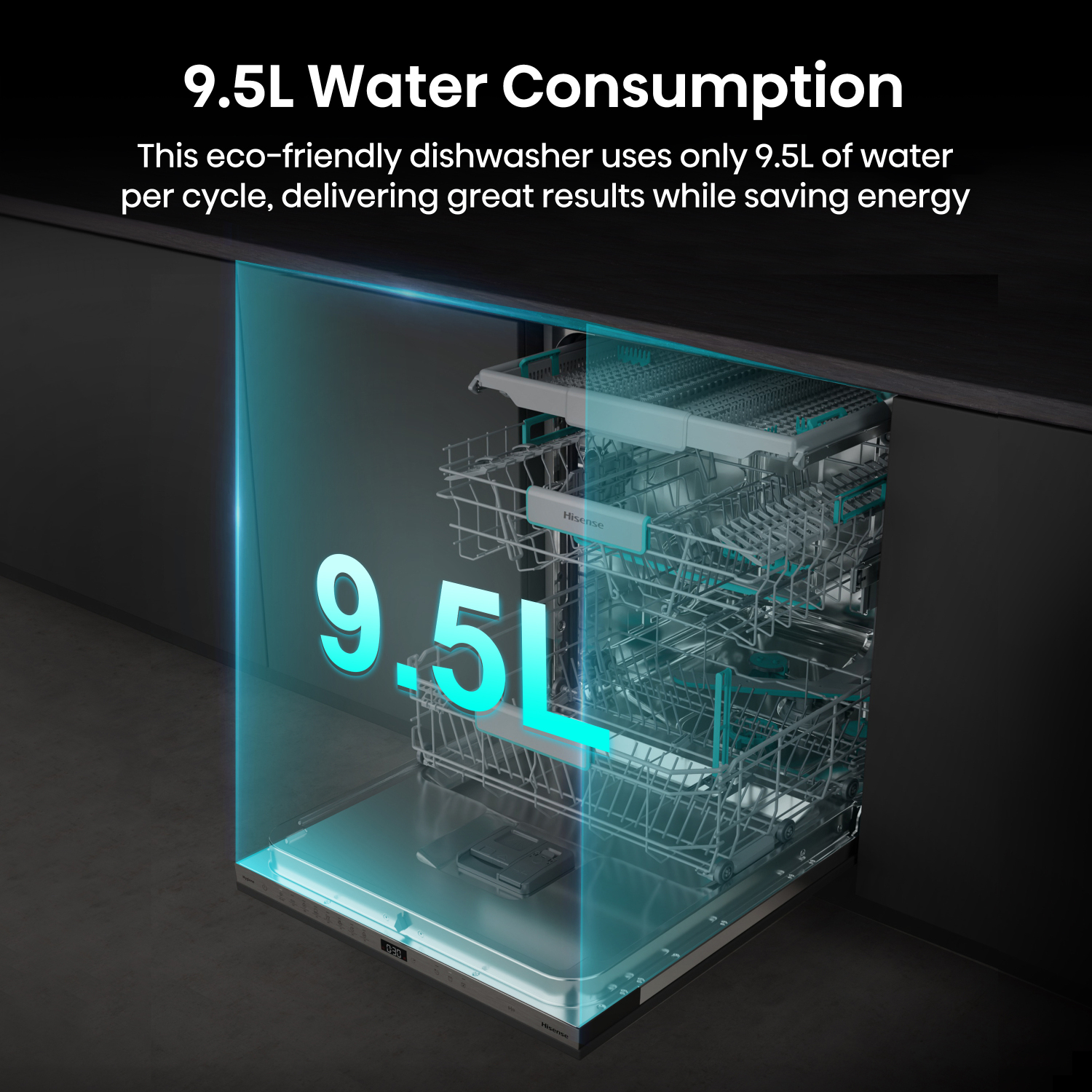 Hisense HV16AUK Full-Size Fully Integrated Dishwasher - 16 Place Settings full image