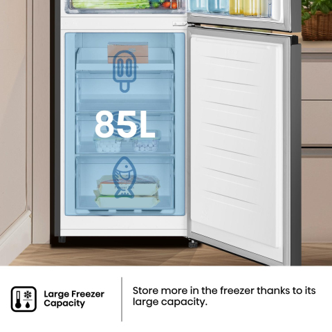Hisense RB327N4BBE 55cm 50/50 Total No Frost Fridge Freezer - Black Steel