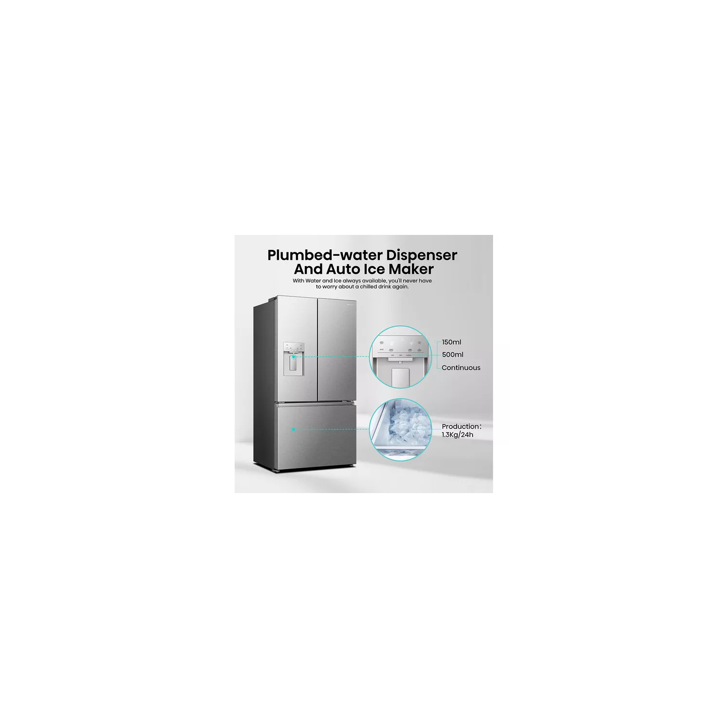 Hisense RF815N4SESE Total No Frost Plumbed American Fridge Freezer - Silver full image