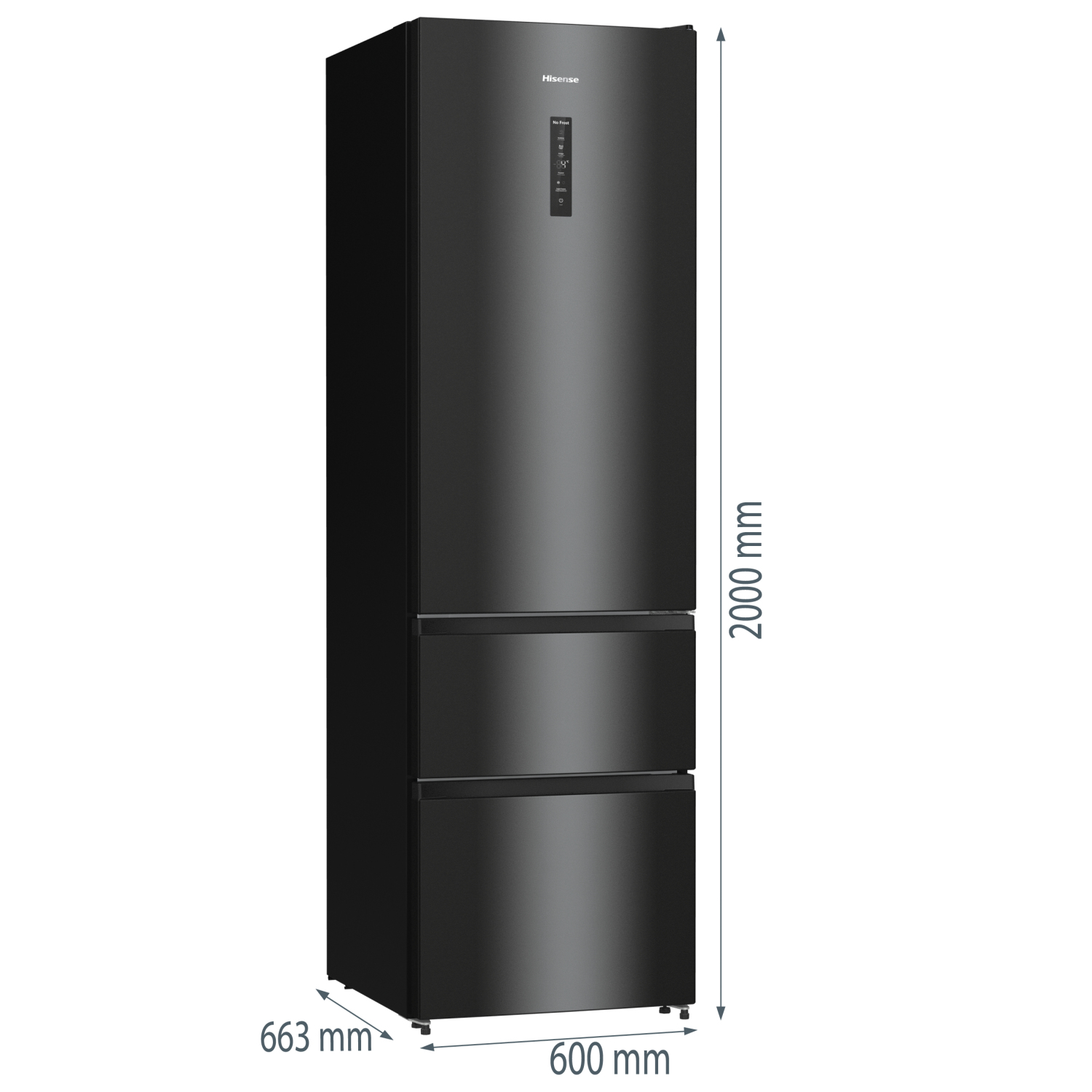 Hisense RM469N4AFDUK 60cm 60/40 Frost Free Fridge Freezer - Black full image