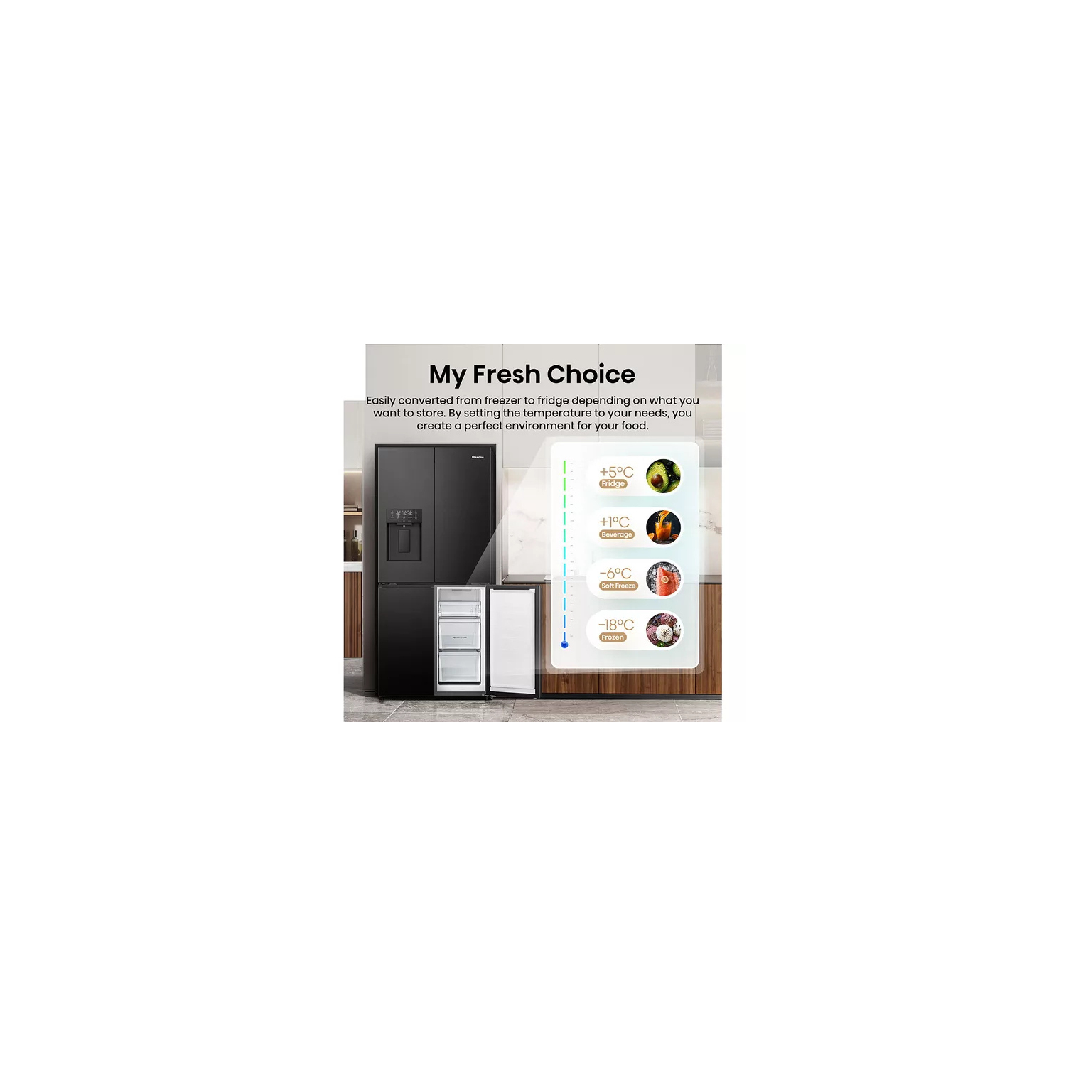 Hisense RQ5P470SYFD Total No Frost American Fridge Freezer - Black full image