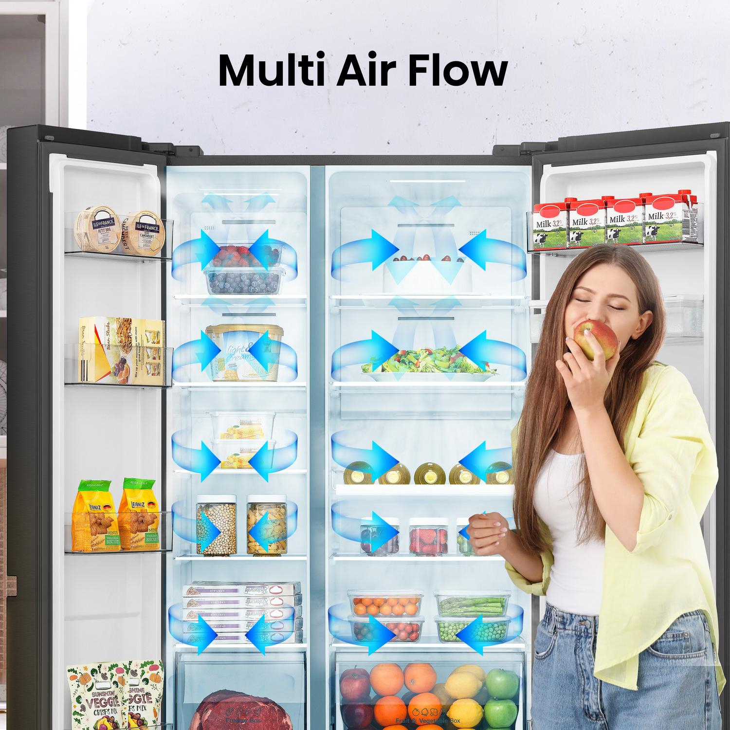 Hisense RS840N4WFE 60/40 91cm Frost Free American Fridge Freezer - Black Stainless Steel full image