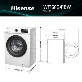 Hisense WF1Q1041BW 10kg 1400 Spin, Steam Washing Machine - White - 1