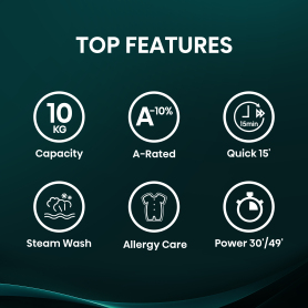 Hisense WF1Q1041BW 10kg 1400 Spin, Steam Washing Machine - White - 4