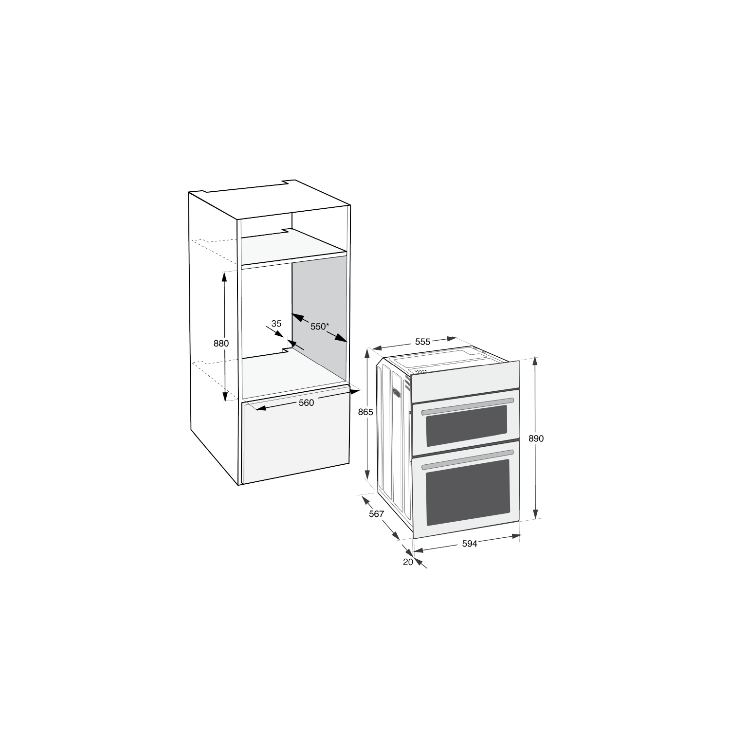 Hotpoint DIH82DIX 59.4cm Built In Electric Double Oven - Stainless Steel full image