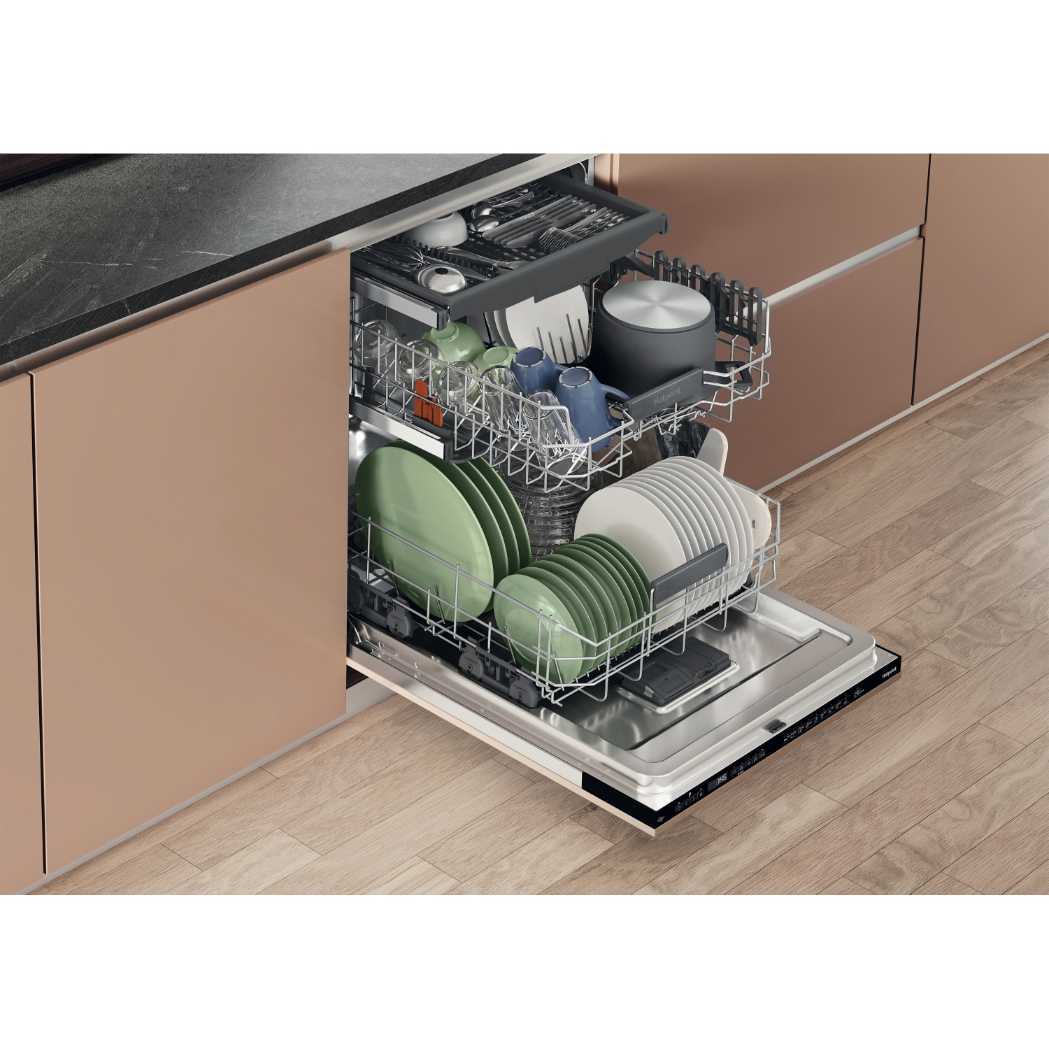 Hotpoint Maxi Space H7IC16M6 UK Integrated Dishwasher with Third Rack - 16 Place Settings full image