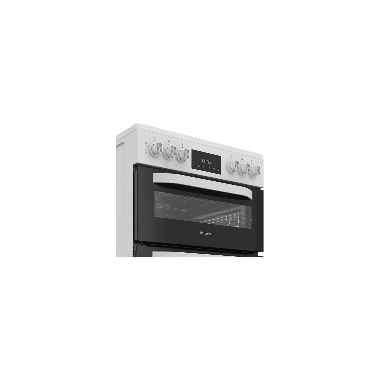 Hotpoint HDE6VDW 60cm Double Electric Ceramic Cooker - White full image