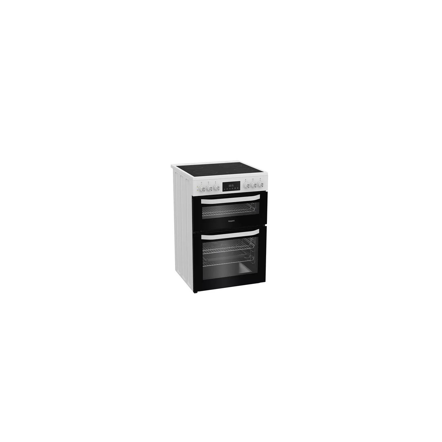 Hotpoint HDE6VDW 60cm Double Electric Ceramic Cooker - White full image
