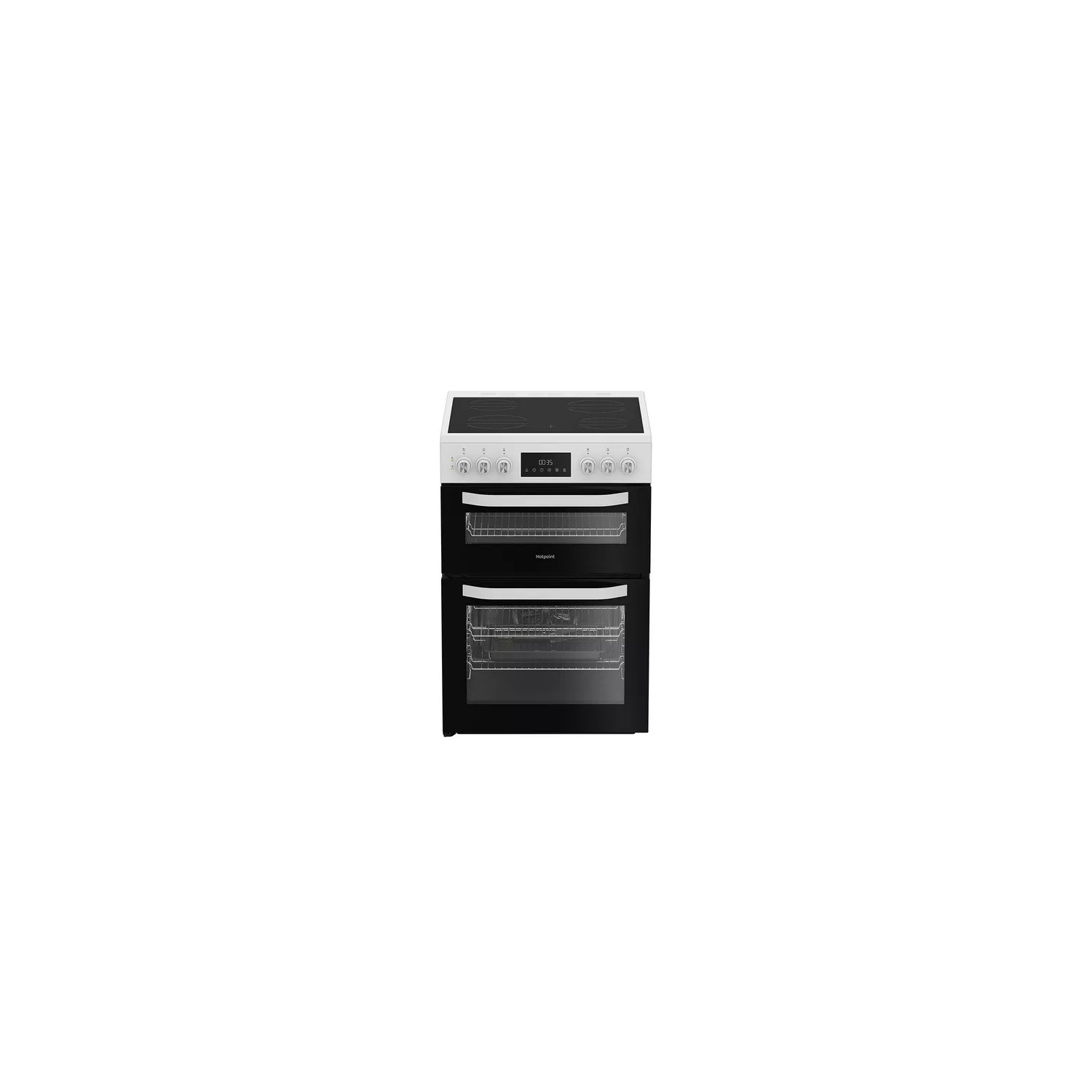 Hotpoint HDE6VDW 60cm Double Electric Ceramic Cooker - White full image