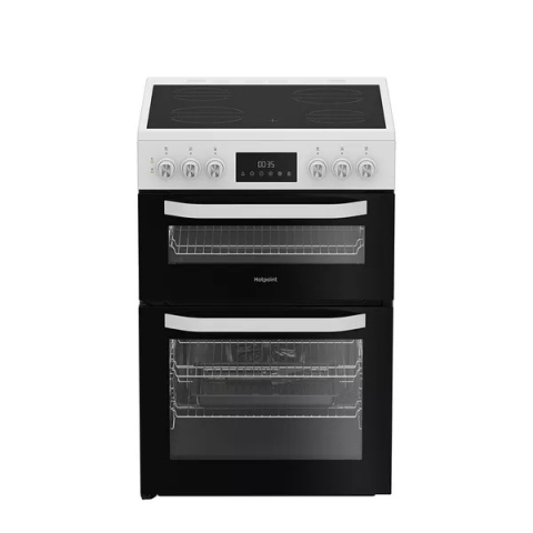Hotpoint HDE6VDW 60cm Double Electric Ceramic Cooker - White