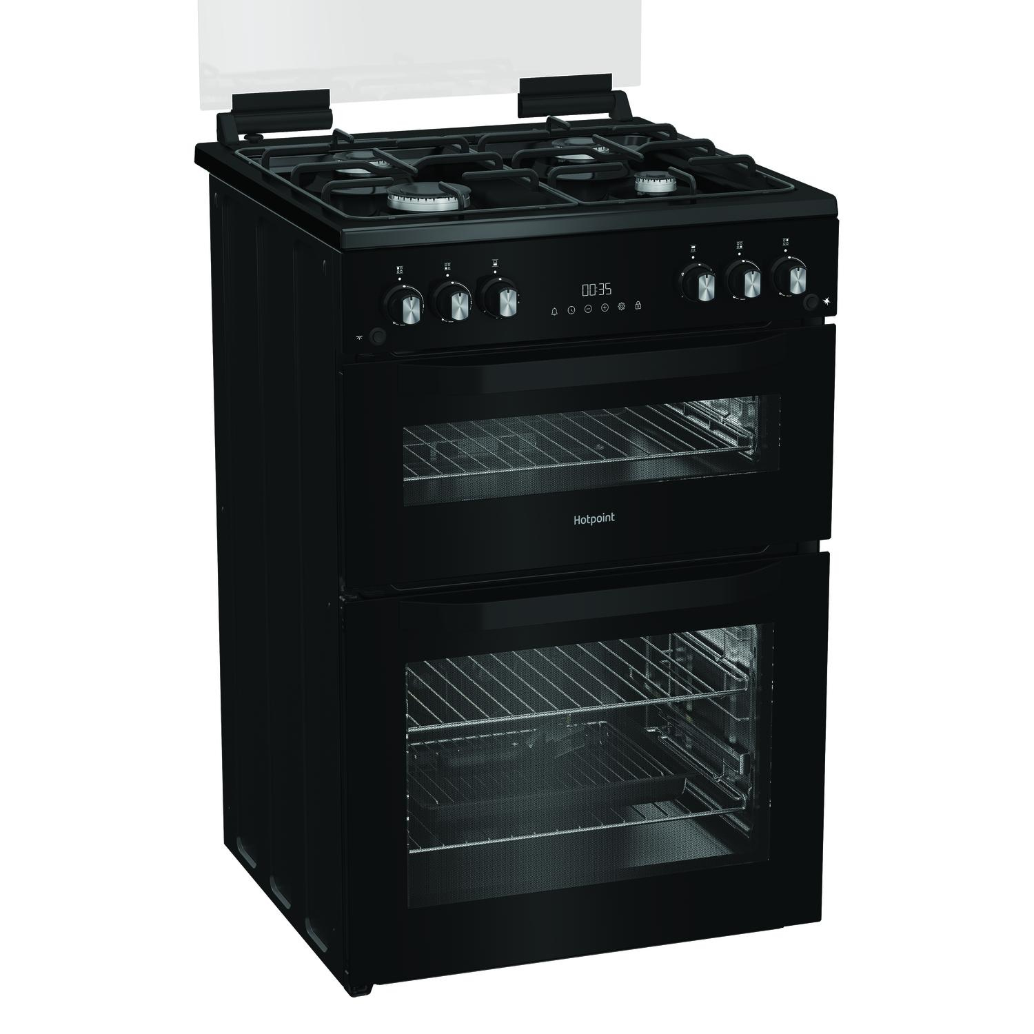 Hotpoint HDG6GDCB1 60cm Double Oven Gas Cooker with Gas Hob - Black full image