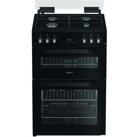 Hotpoint HDG6GDCB1 60cm Double Oven Gas Cooker with Gas Hob - Black