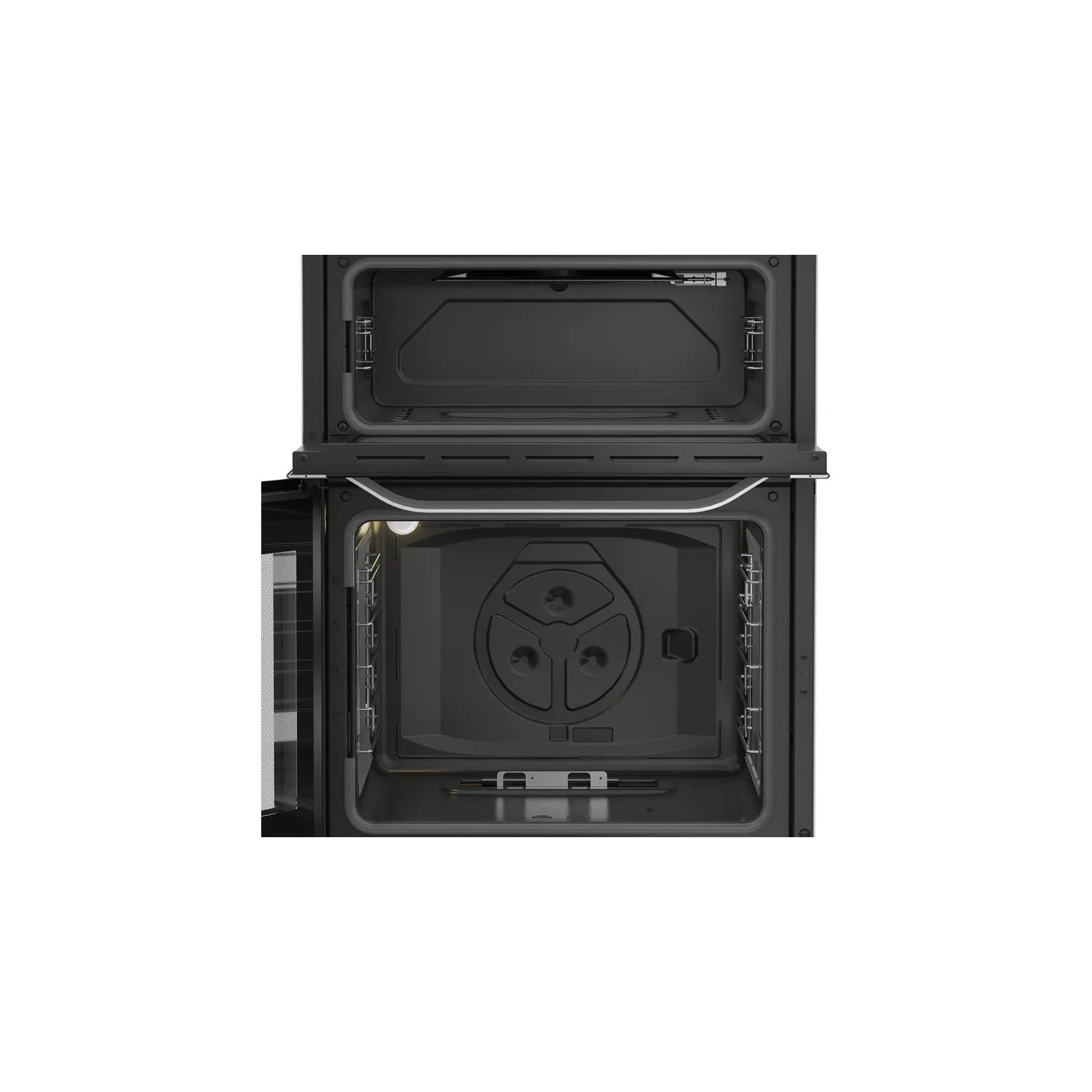 Hotpoint HDG6GDCWX 60cm Gas Double Oven Cooker with Glass Lid - Stainless Steel Finish full image