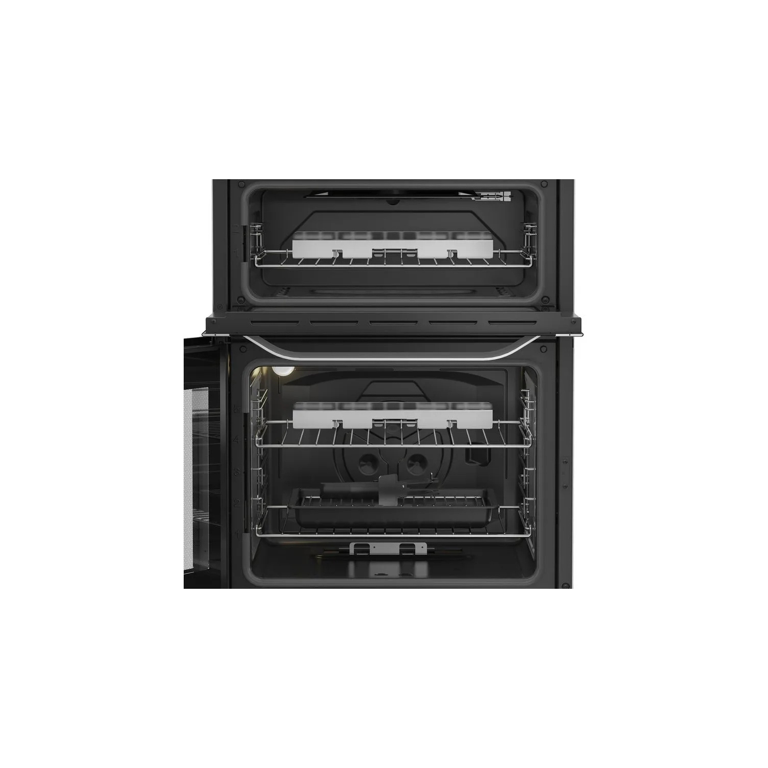 Hotpoint HDG6GDCWX 60cm Gas Double Oven Cooker with Glass Lid - Stainless Steel Finish full image