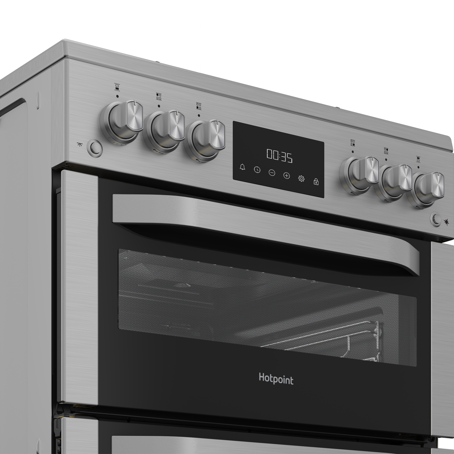 Hotpoint HDG6GDCX 60cm Double Oven Gas Cooker with Gas Hob - Stainless Steel full image