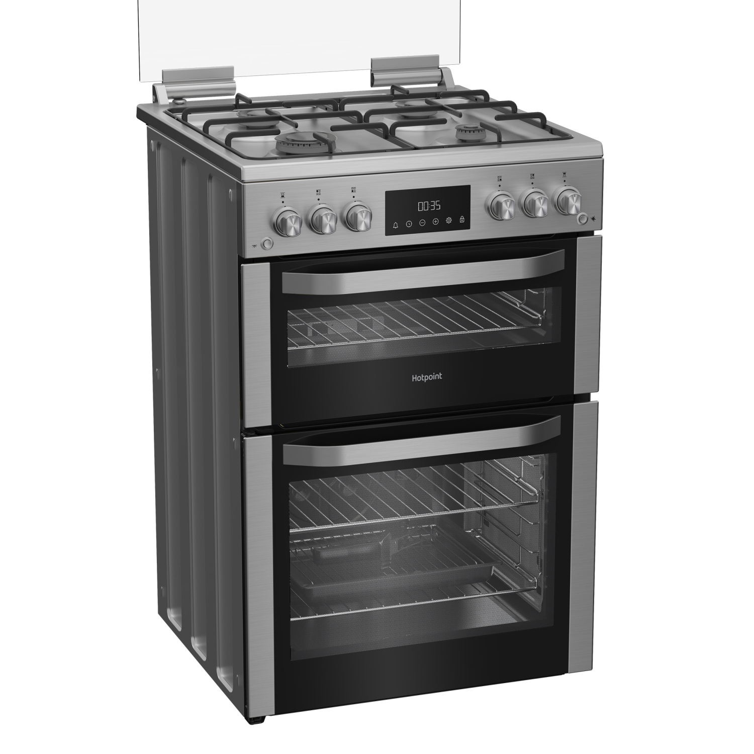 Hotpoint HDG6GDCX 60cm Double Oven Gas Cooker with Gas Hob - Stainless Steel full image