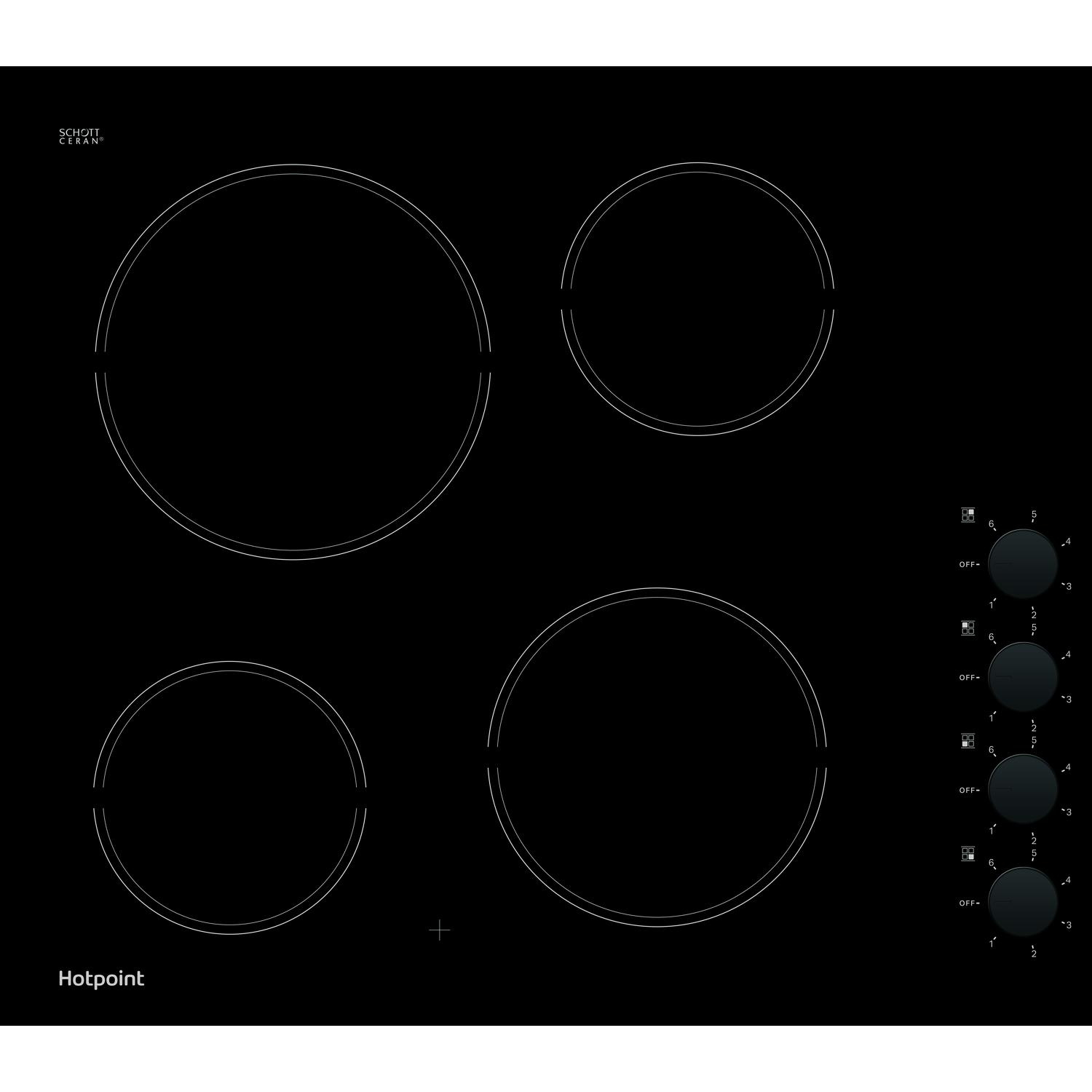 Hotpoint HR620RH 58cm Ceramic Hob - Black full image
