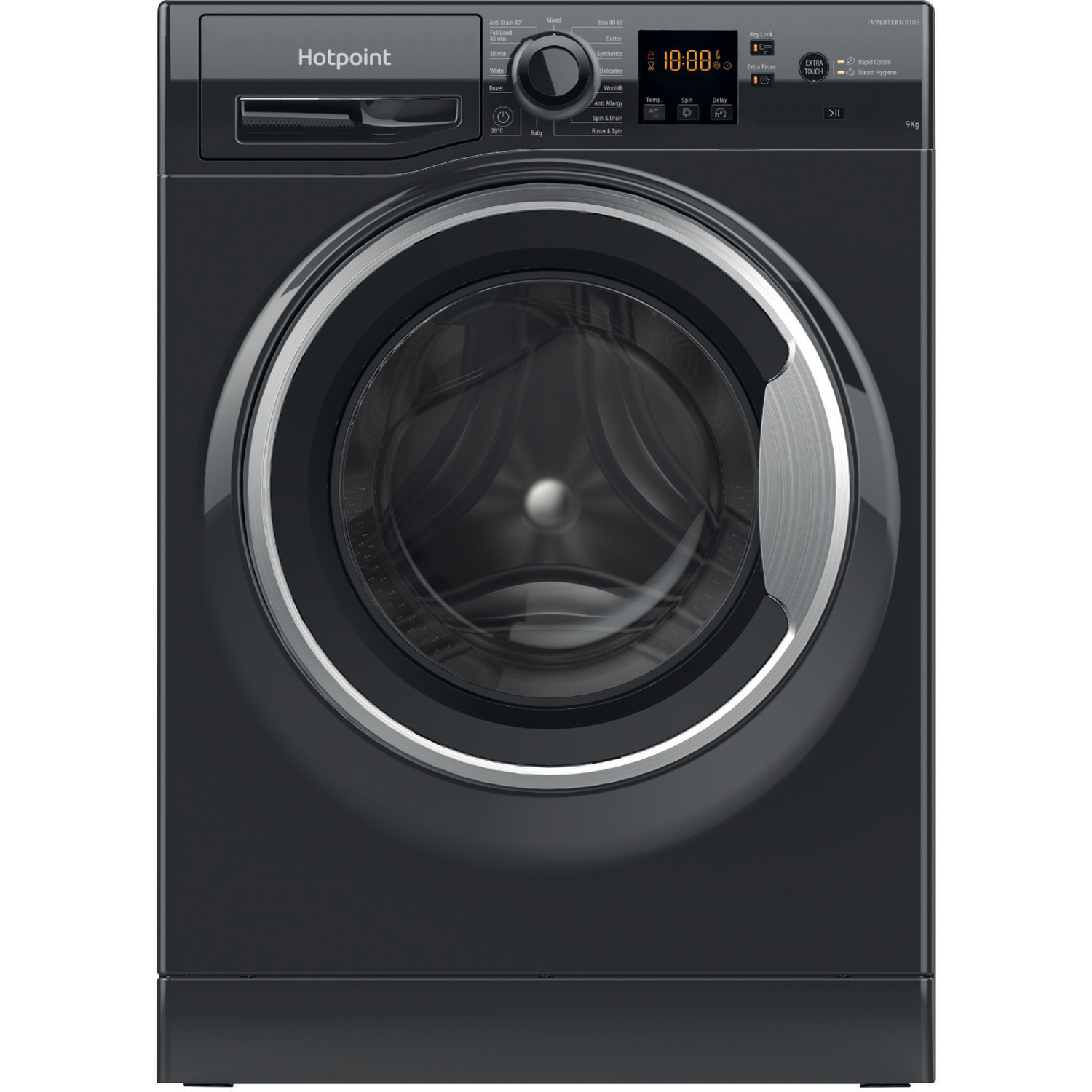 Hotpoint NSWF946BSUK 9kg 1400 Spin  Washing Machine - Black full image