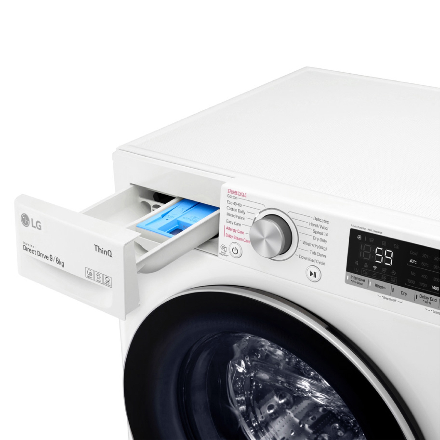 LG FWV696WSE 9kg/6kg 1400 Spin Washer Dryer - White - 1