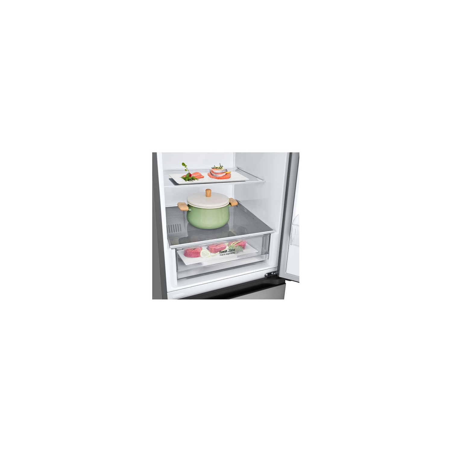 LG NatureFRESH GBV22L0EPY 70/30 Fridge Freezer - Prime Silver full image