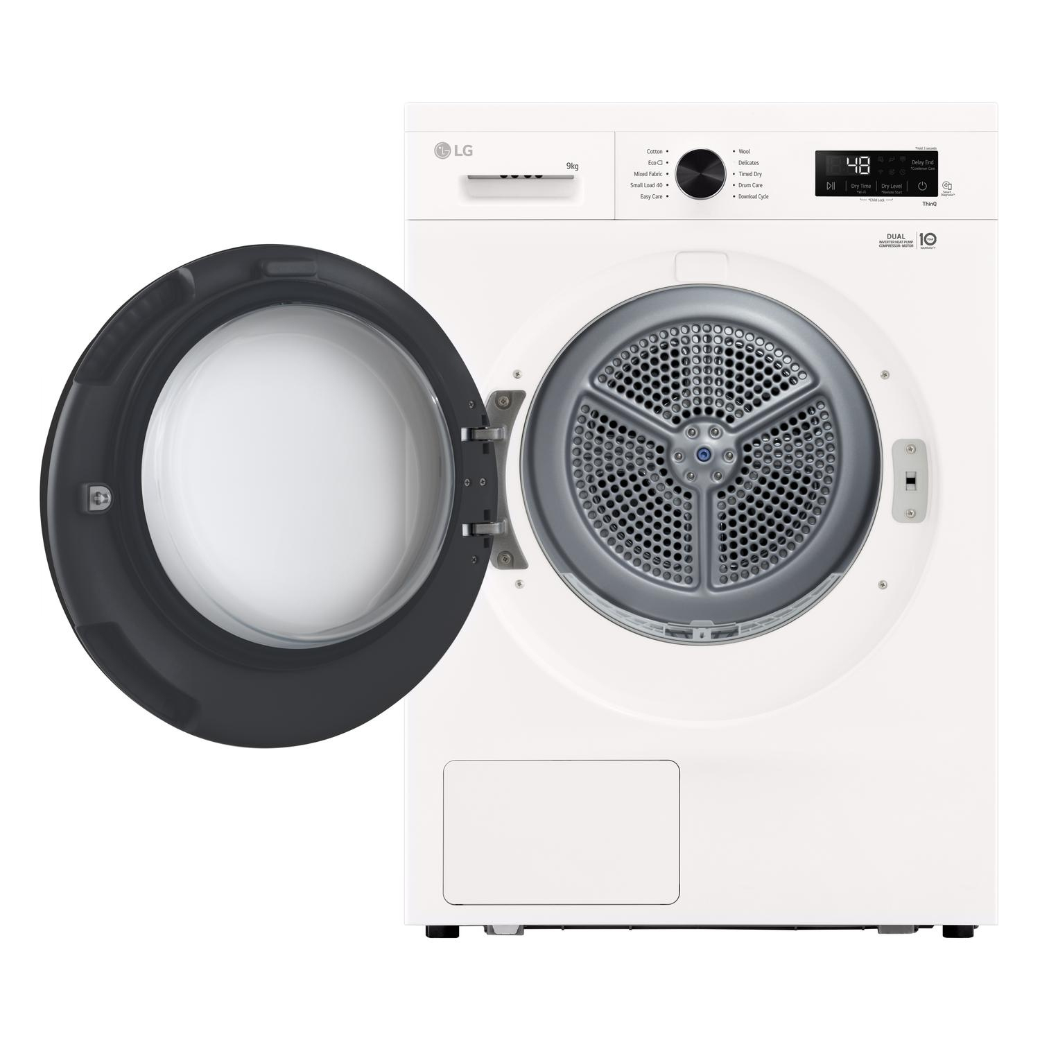 LG Series 2 ThinQ RHX1009NWK 9 kg Heat Pump Tumble Dryer - White full image