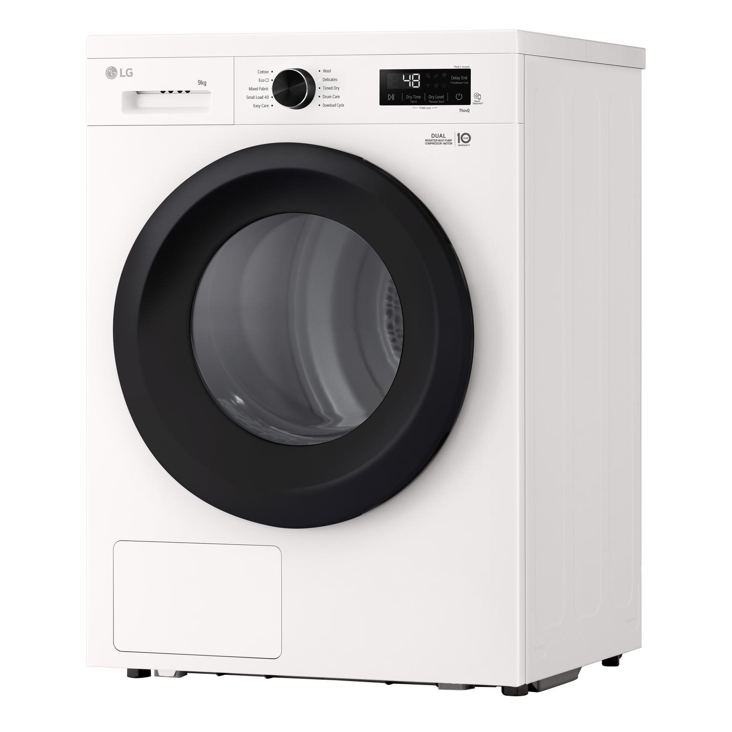 LG Series 2 ThinQ RHX1009NWK 9 kg Heat Pump Tumble Dryer - White full image