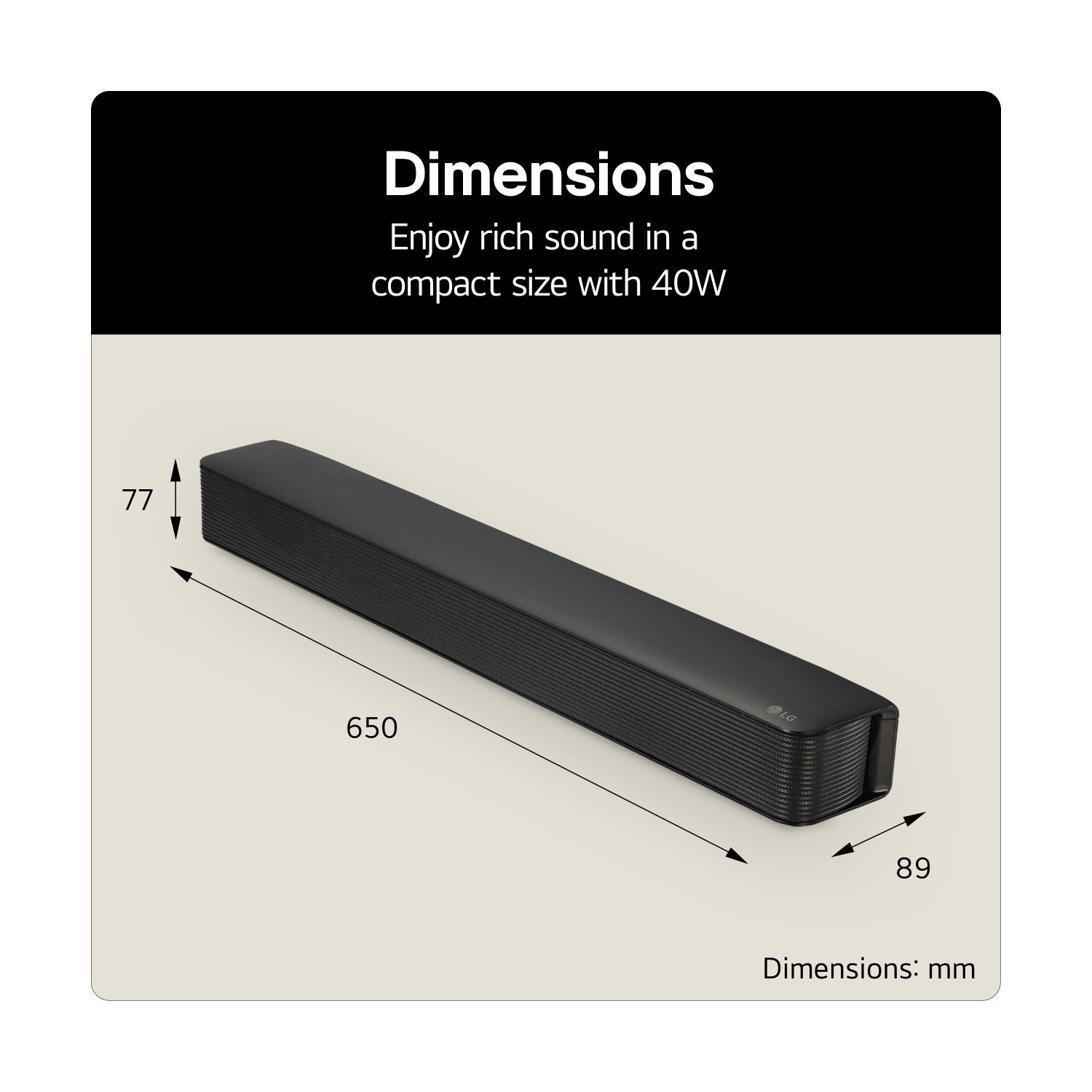 LG SQM1.AGBRLLK soundbar speaker 2.0 channels 40 W - Black full image