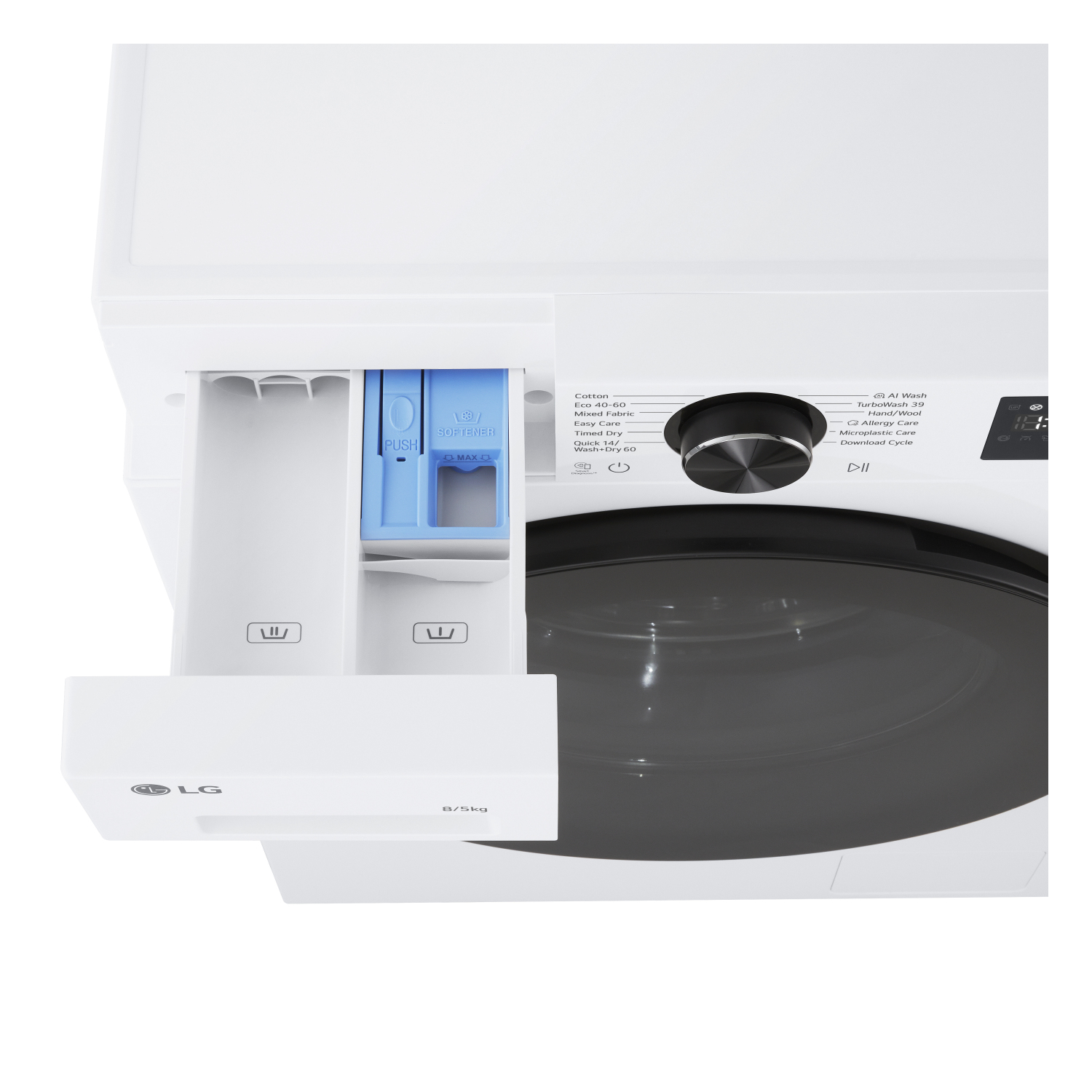LG Series 3 AI Direct Drive W2X5085TLB 8kg Washer Dryer - White full image