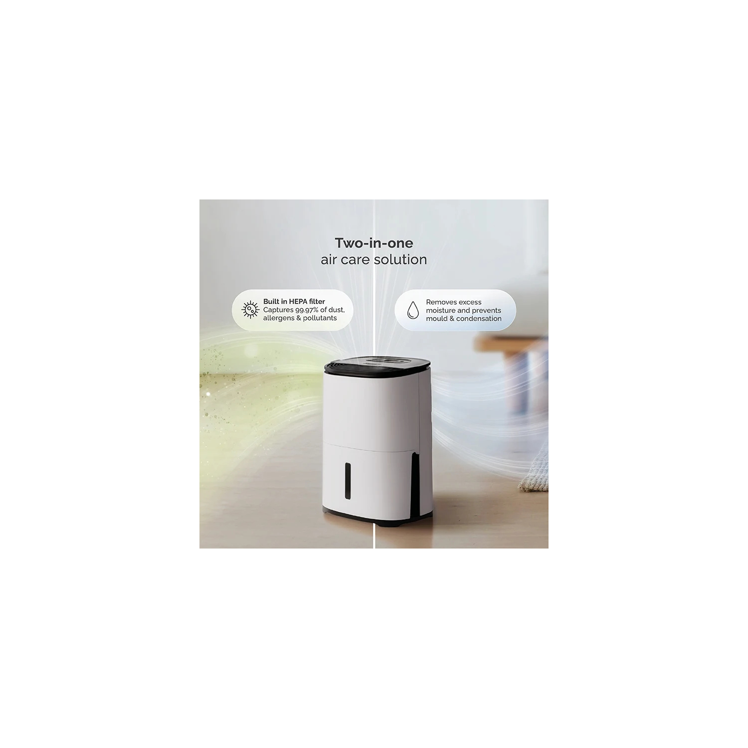 Meaco ARETEONE6L, 6L Compact Dehumidifier / Air Purifier - White and charcoal black full image