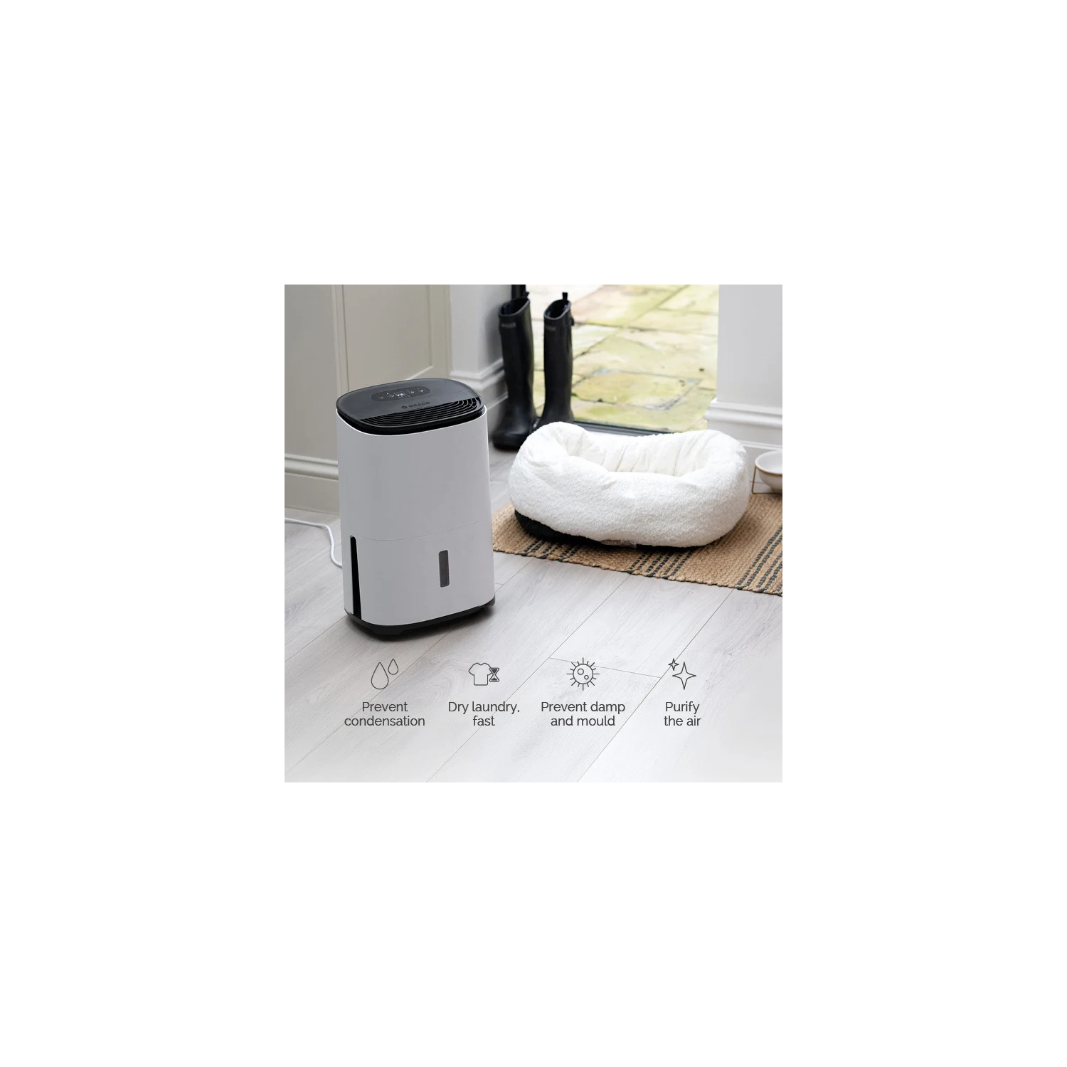 Meaco ARETEONE6L, 6L Compact Dehumidifier / Air Purifier - White and charcoal black full image