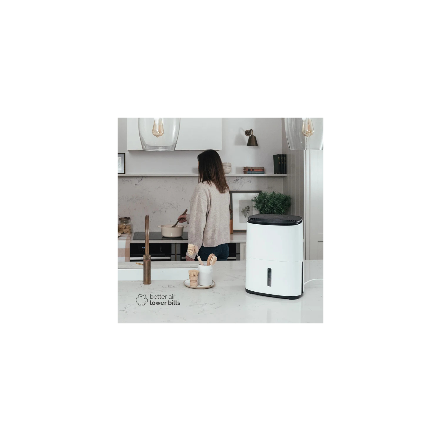 Meaco ARETEONE6L, 6L Compact Dehumidifier / Air Purifier - White and charcoal black full image