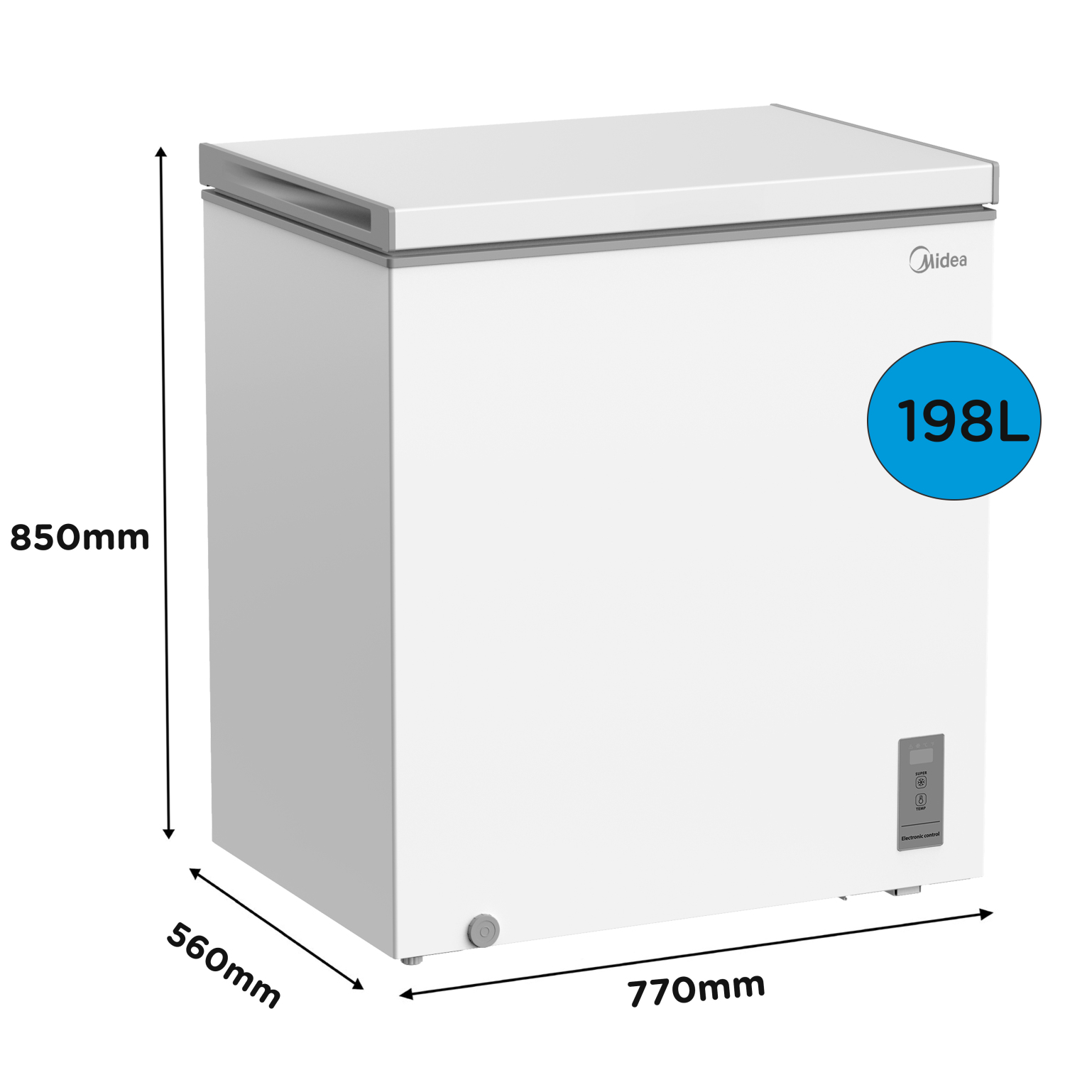 Midea MDRC284FZE01 198 Ltr Static Chest Freezer - White  full image